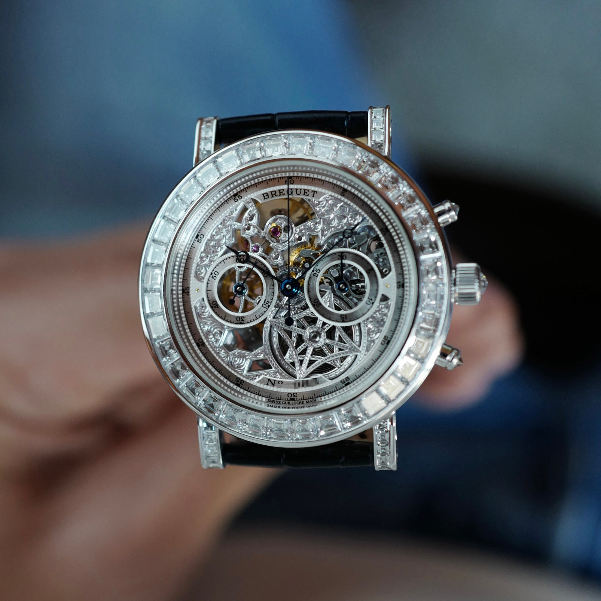 Breguet White Gold Chronograph Skeleton Diamond Watch Ref. 5238