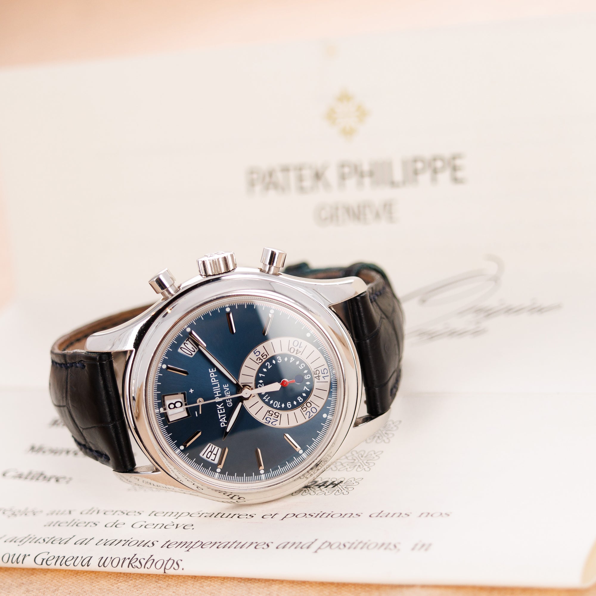 Patek Philippe Platinum Chronograph Watch Ref. 5960 with Box and Papers