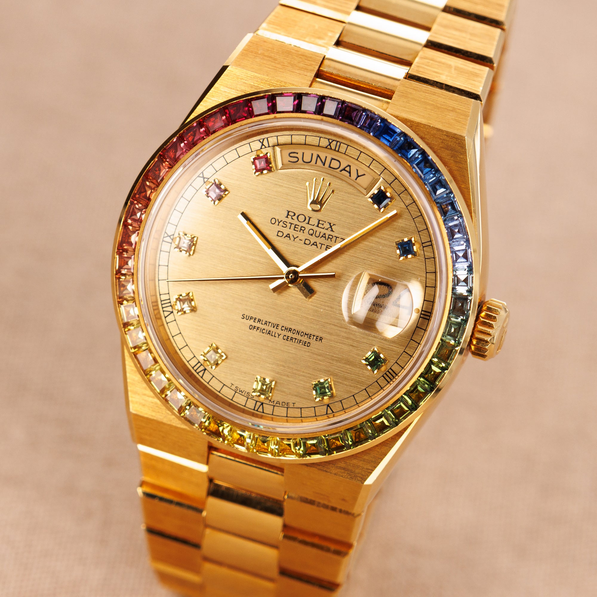 Rolex Yellow Gold Day-Date Rainbow Oysterquartz Ref. 19158 (Private Sale)