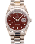 Rolex White Gold Day-Date Oxblood Stella Watch Ref. 18039