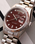 Rolex White Gold Day-Date Oxblood Stella Watch Ref. 18039