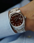 Rolex White Gold Day-Date Oxblood Stella Watch Ref. 18039