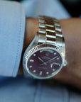 Rolex White Gold Day-Date Oxblood Stella Watch Ref. 18039