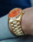 Rolex Yellow Gold Day-Date Ref. 18238 with Rare Coral Dial