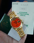 Rolex Yellow Gold Day-Date Ref. 18238 with Rare Coral Dial