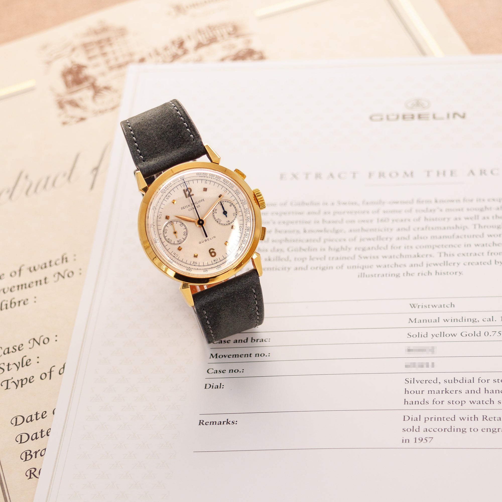 Patek Philippe - Patek Philippe Yellow Gold Chronograph Ref. 1579 Retailed by Gubelin in Extraordinary Condition - The Keystone Watches