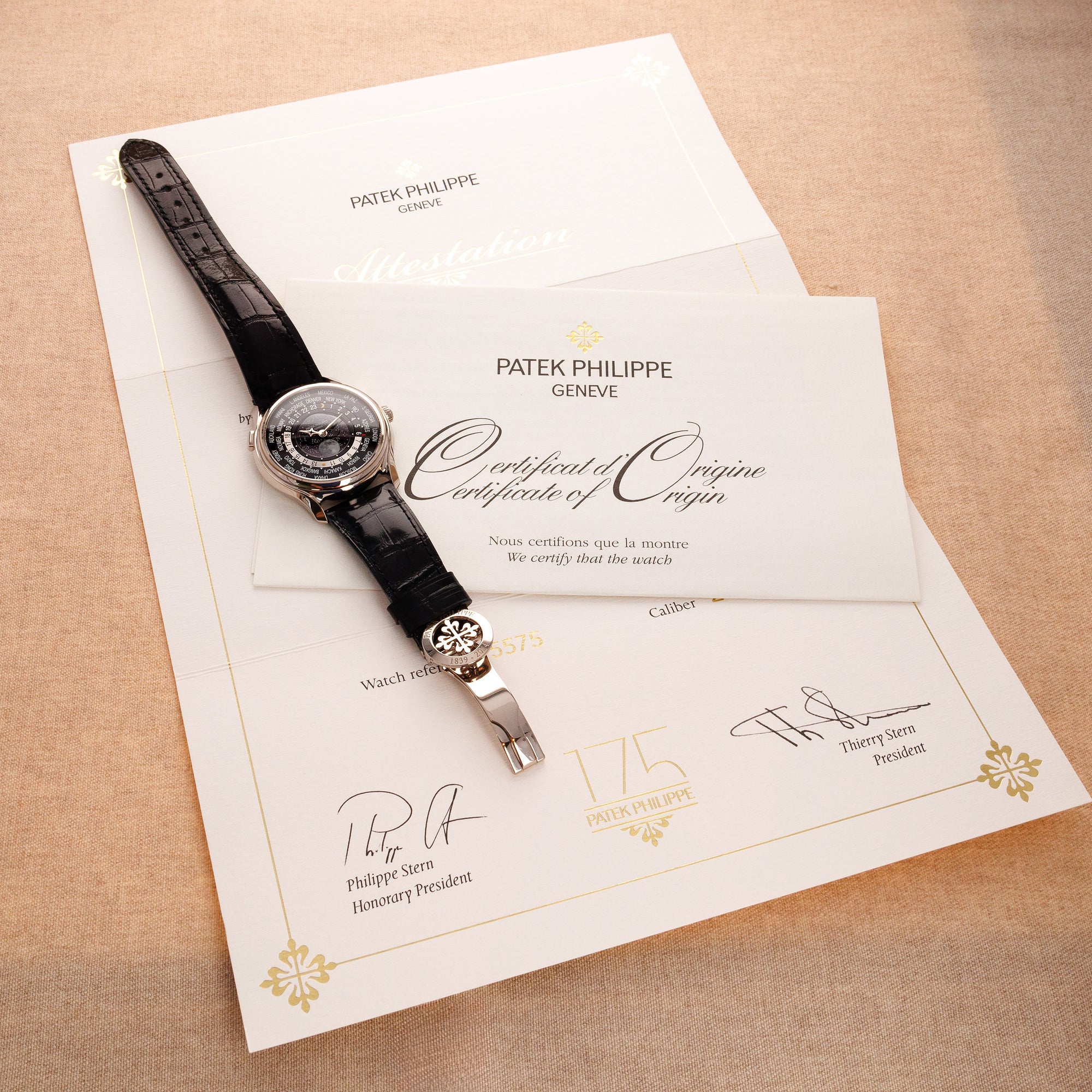 Patek Philippe White Gold World Time 175th Anniversary Ref. 5575