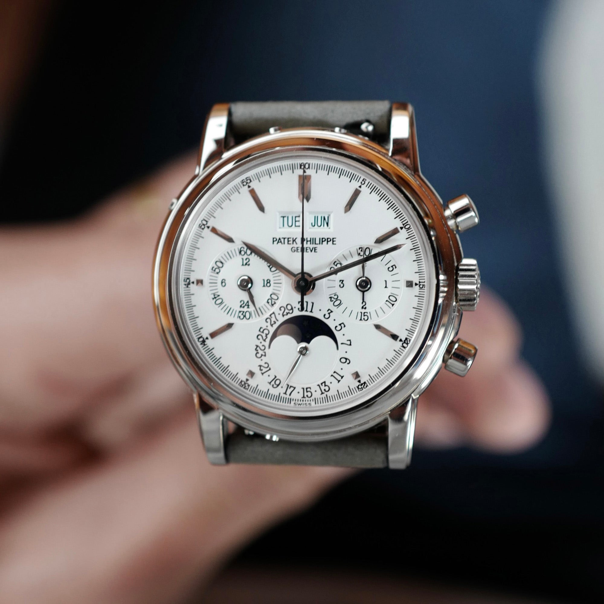 Patek Philippe White Gold Perpetual Calendar Chronograph Ref. 3970