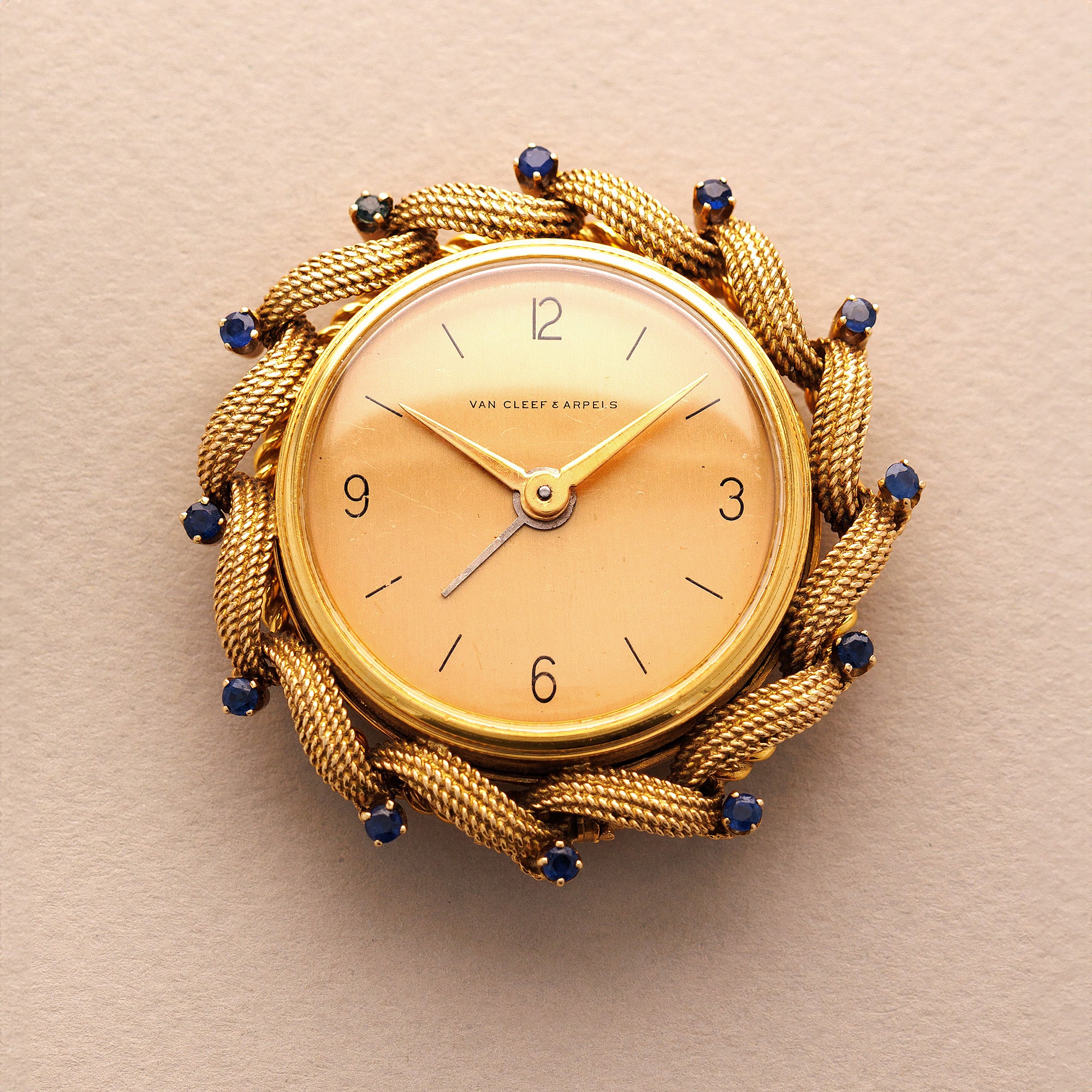 Van Cleef  &amp; Arpels Alarm Clock with Rope Design and Sapphires (Objet)