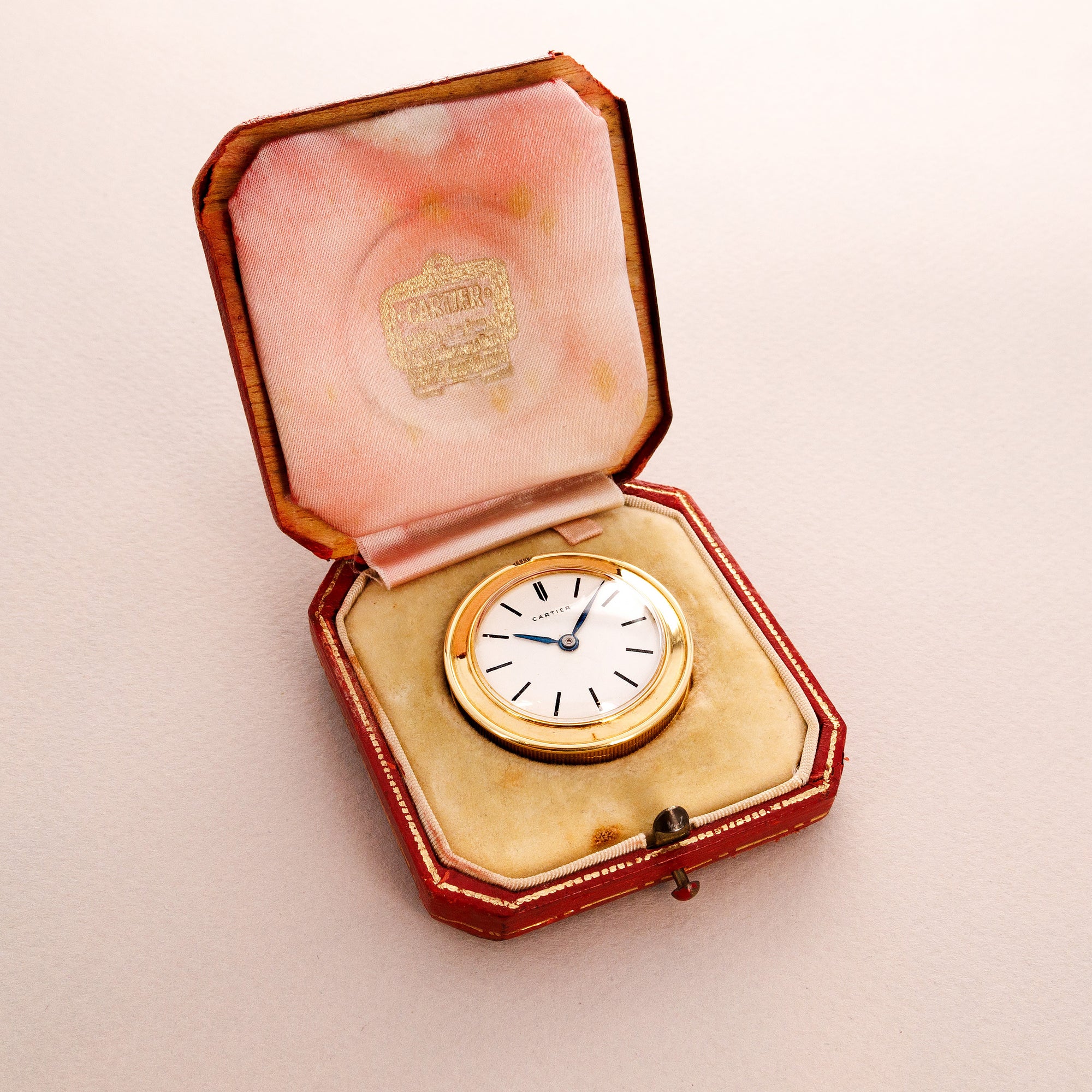 Cartier Yellow Gold London Travel Clock in Original Box, 1960 (Objet)