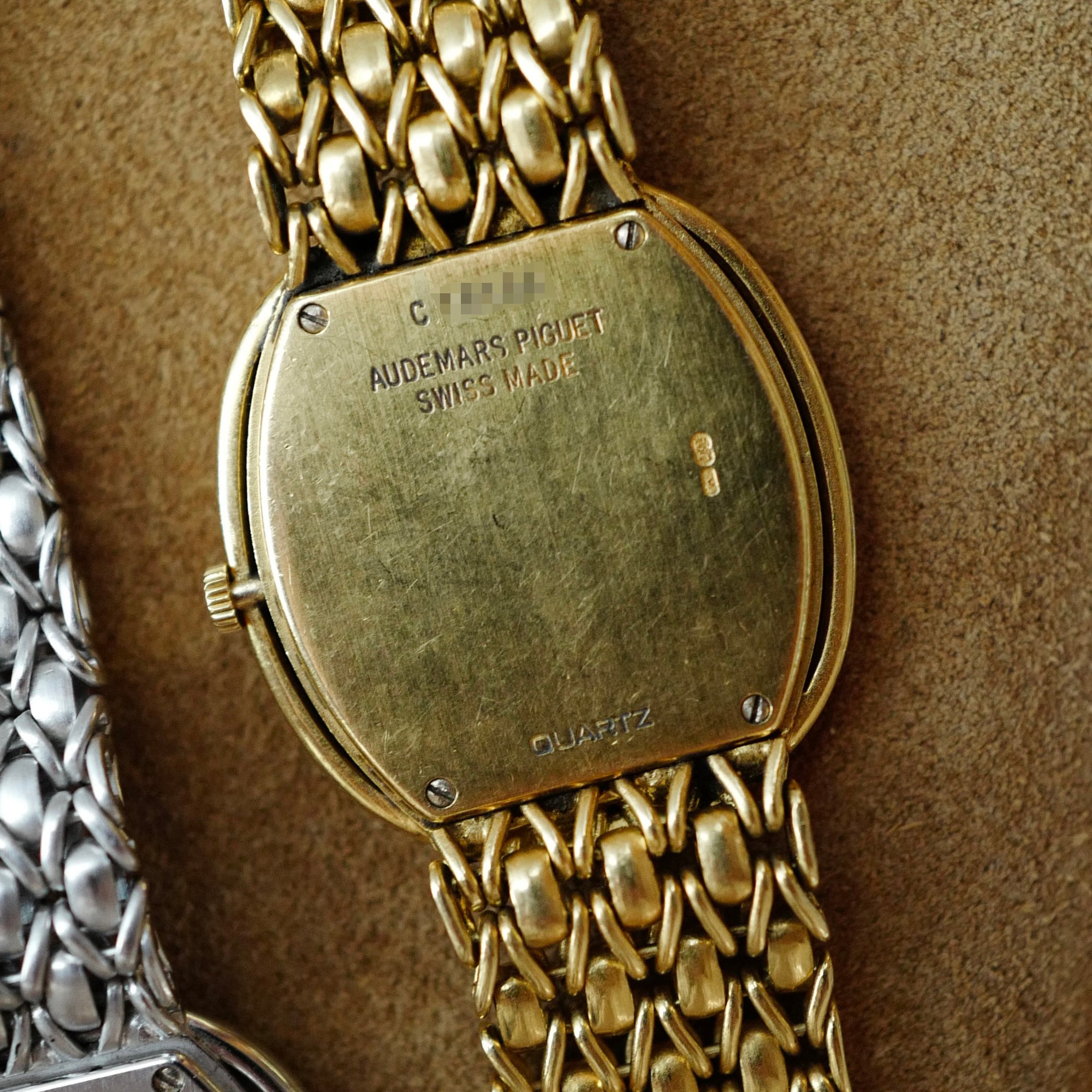 Audemars Piguet Yellow Gold Bracelet Watch with Pave Diamond &amp; Ruby Dial