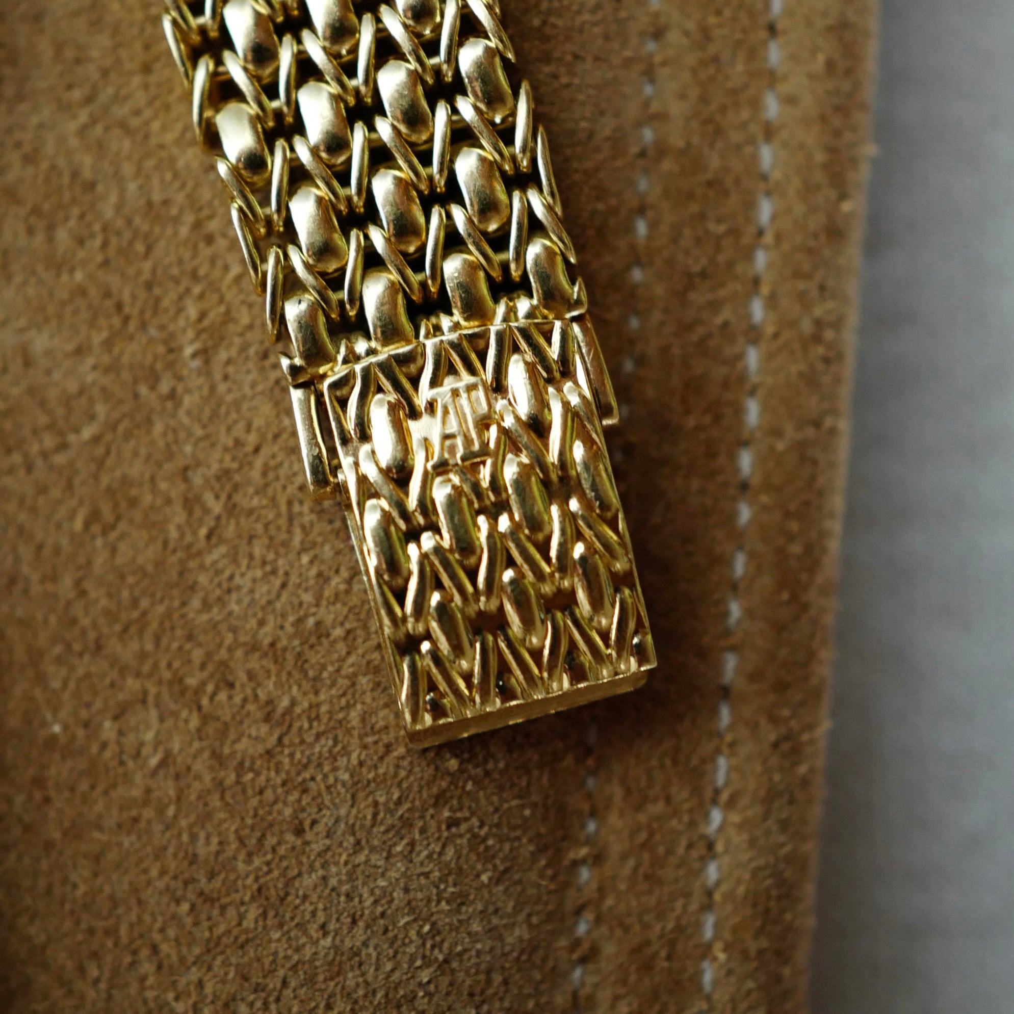 Audemars Piguet Yellow Gold Bracelet Watch with Pave Diamond &amp; Ruby Dial
