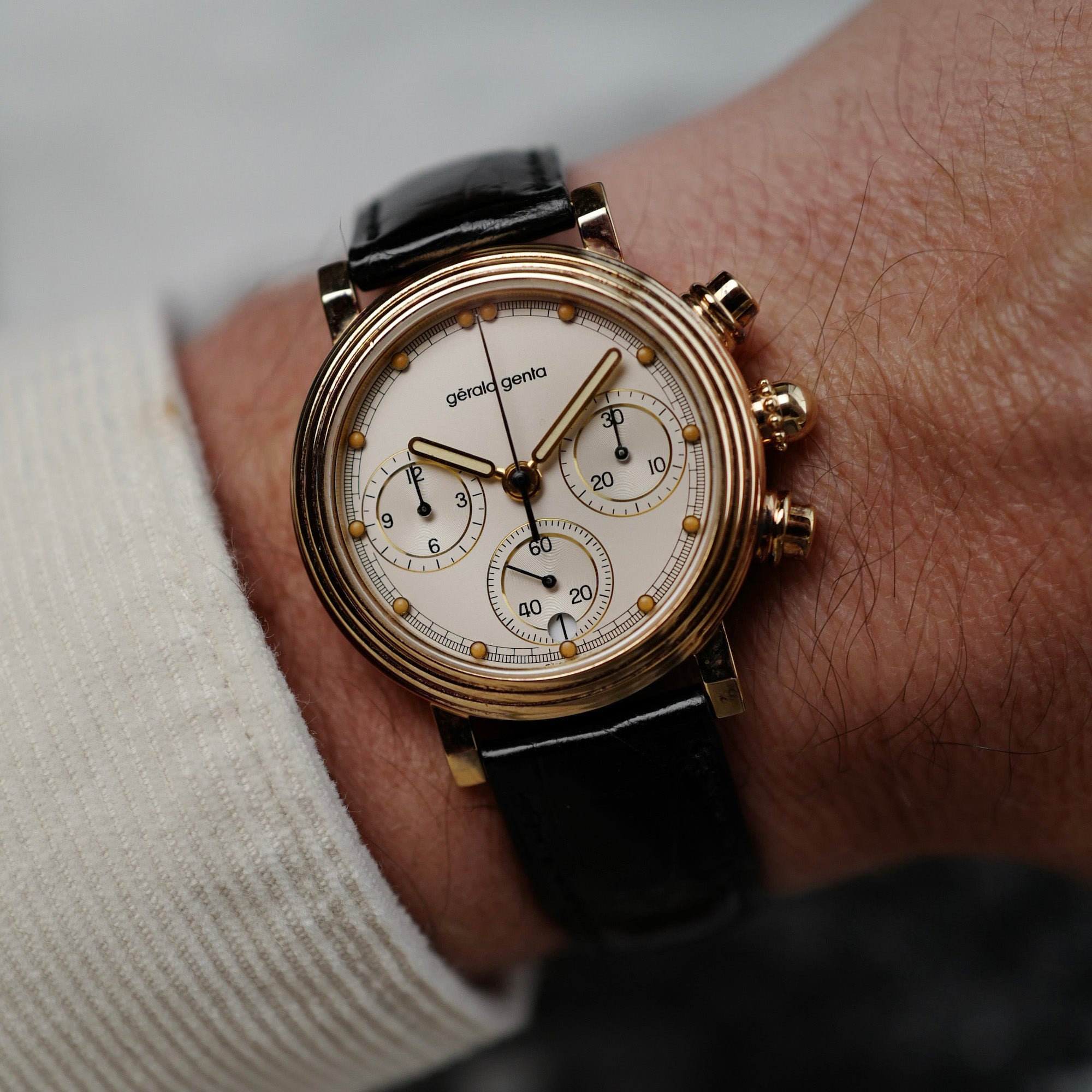 Gerald Genta - Gerald Genta Rose Gold Chronograph Ref. 3376.7 (New Arrival) - The Keystone Watches