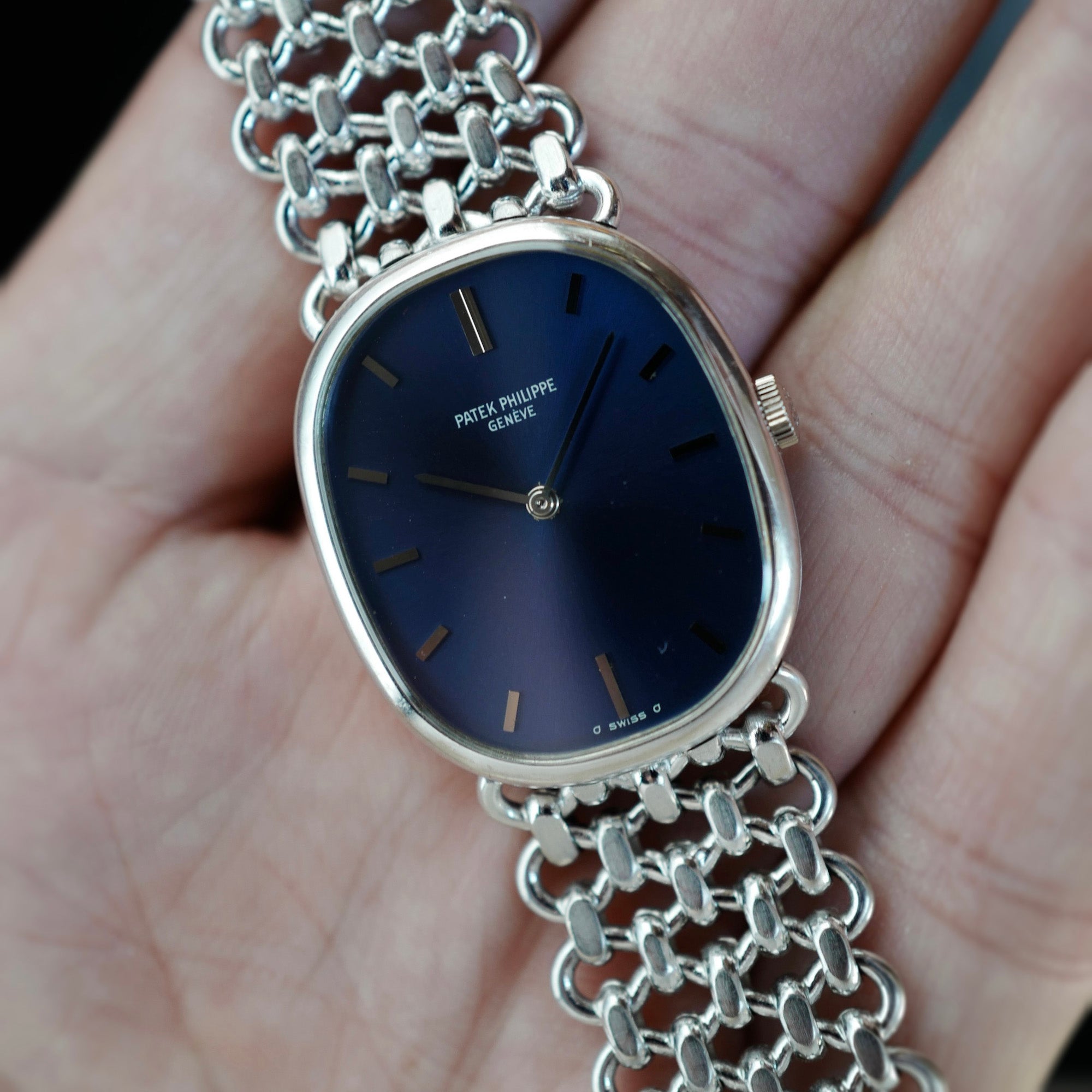 Patek Philippe - Patek Philippe White Gold Ellipse Ref. 3848 with JPE Chain Link Bracelet (New Arrival) - The Keystone Watches