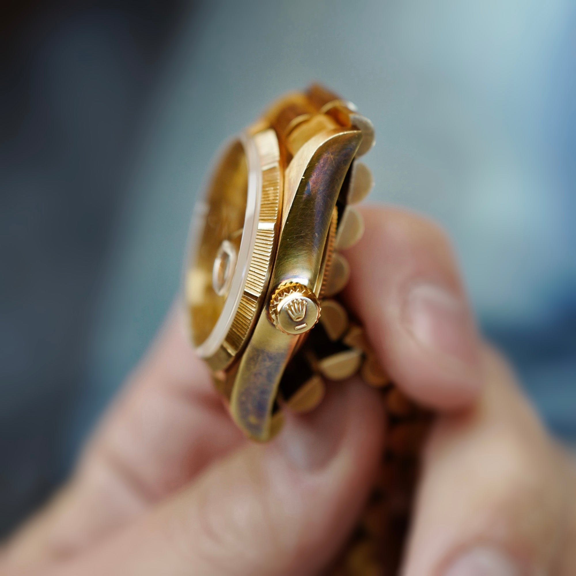 Rolex Yellow Gold Day-Date Ref. 18078 with Bark Finish and Outstanding Condition