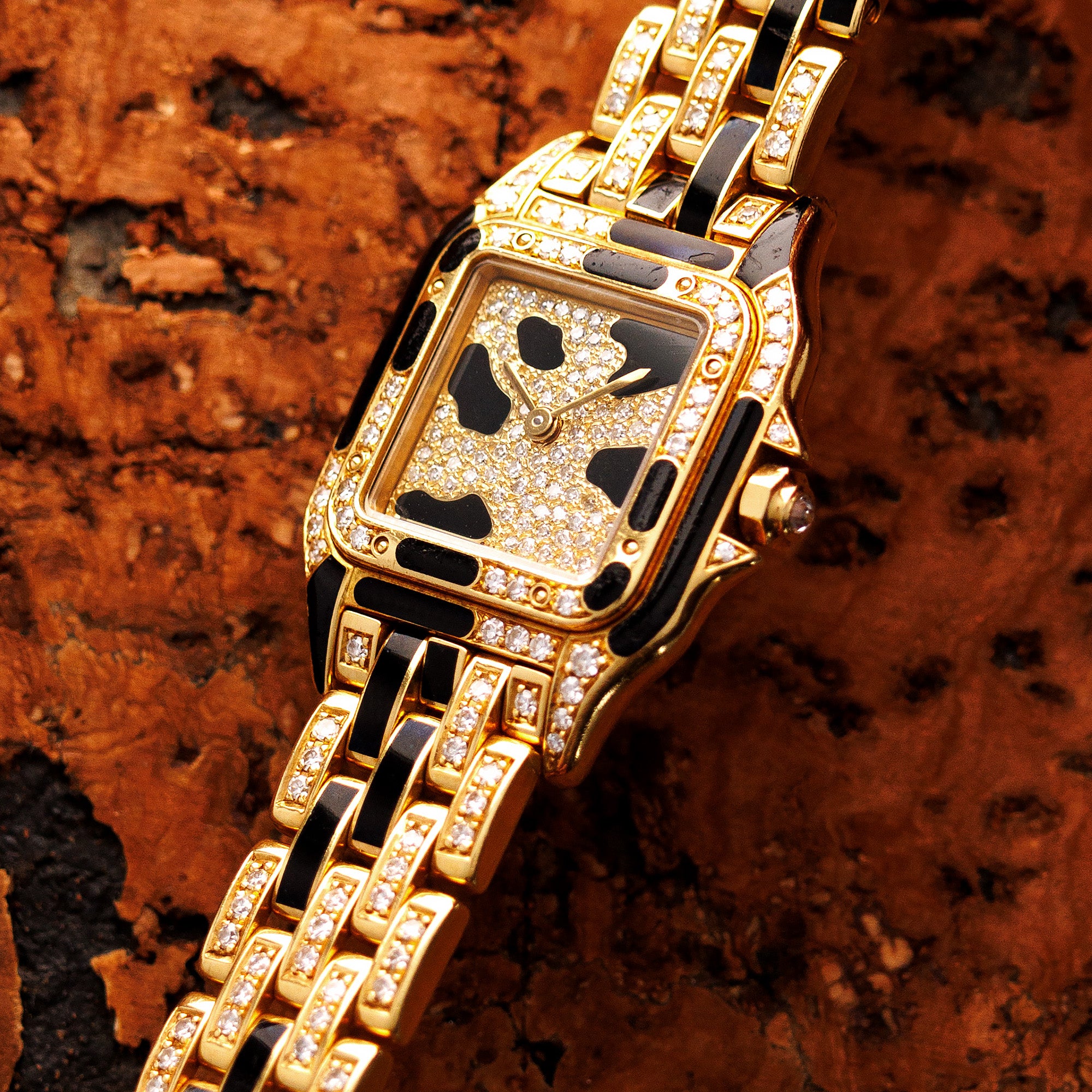 Cartier - Cartier Yellow Gold and Black Enamel and Diamond Panthere Ref. WF3071B9 - The Keystone Watches