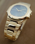 Patek Philippe Yellow Gold Nautilus Ref. 3800 with Blue Diamond Dial