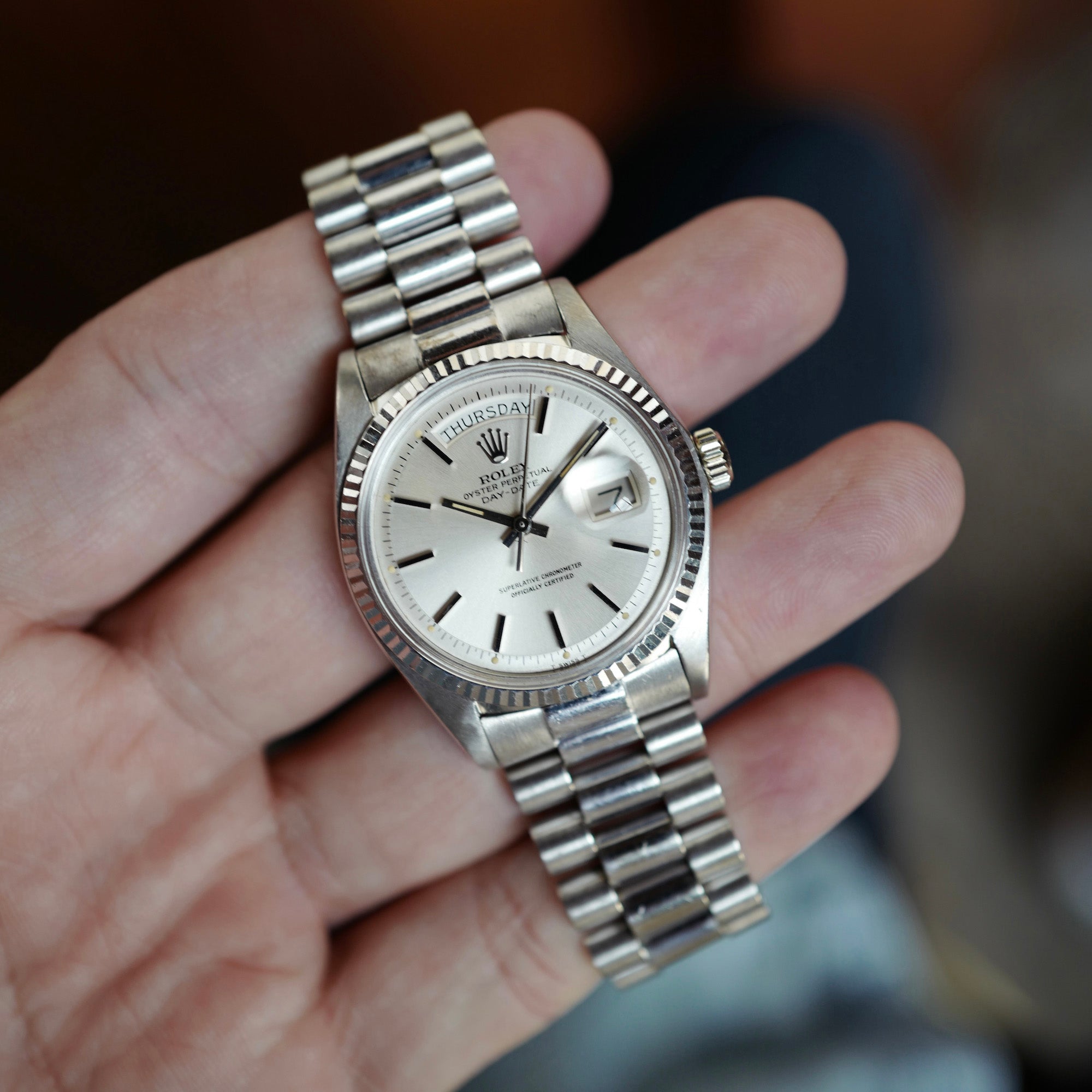 Rolex White Gold Day Date Ref. 1803 with Pumpkin Lume