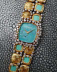 IWC Yellow Gold Turquoise & Diamond Watch