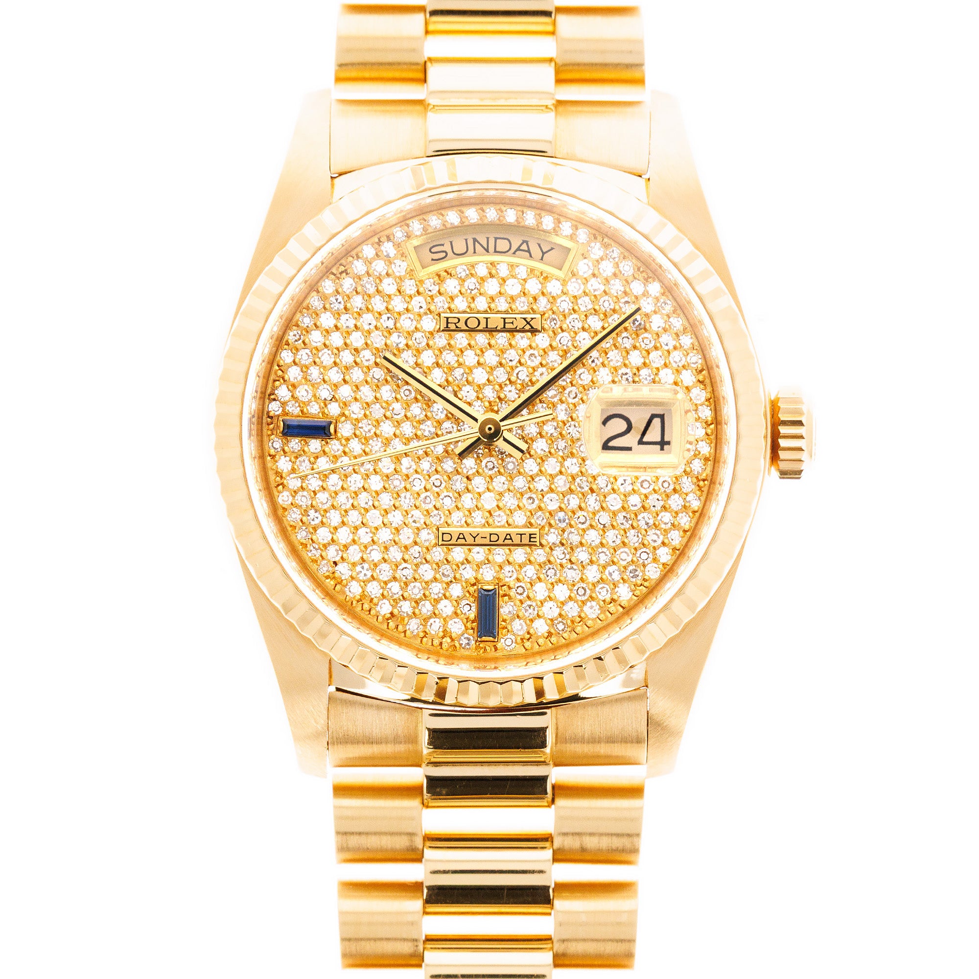 Rolex - Rolex Yellow Gold Day-Date Ref. 18038 with Pave Diamonds Dial - The Keystone Watches
