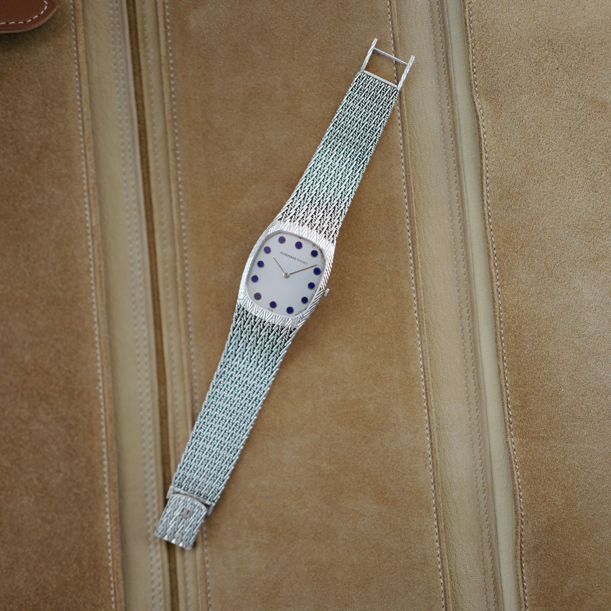 Audemars Piguet White Gold and Blue Round Marker Dial Watch