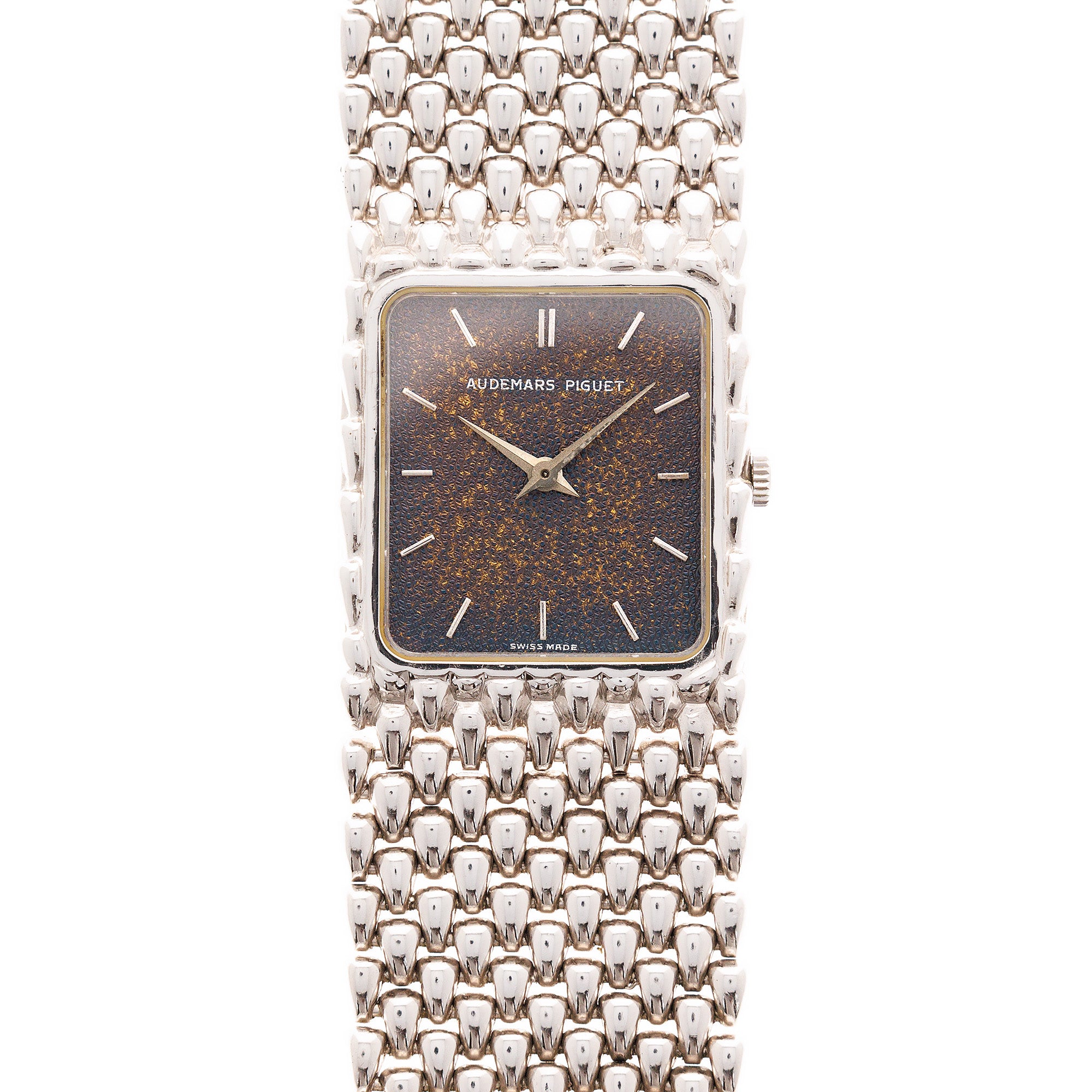 Audemars Piguet White Gold Beaded Bracelet Watch with Tropical Dial