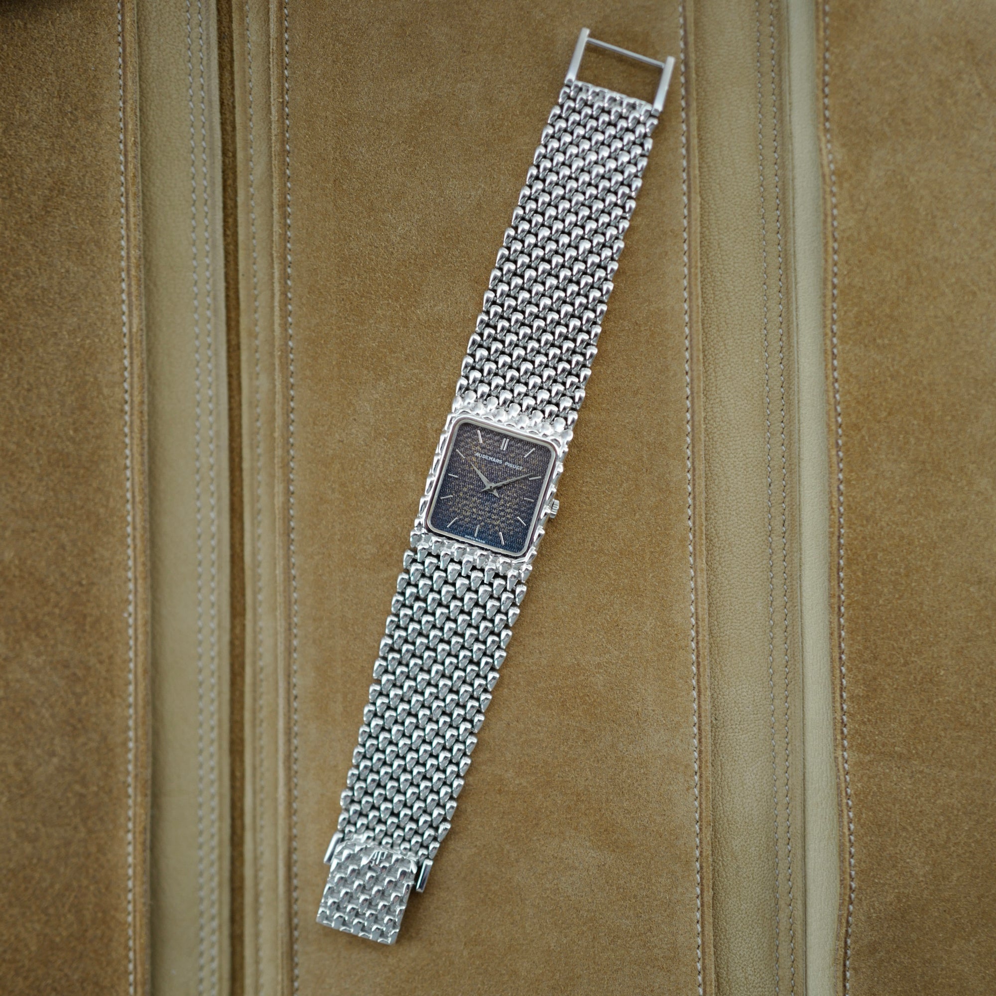 Audemars Piguet White Gold Beaded Bracelet Watch with Tropical Dial