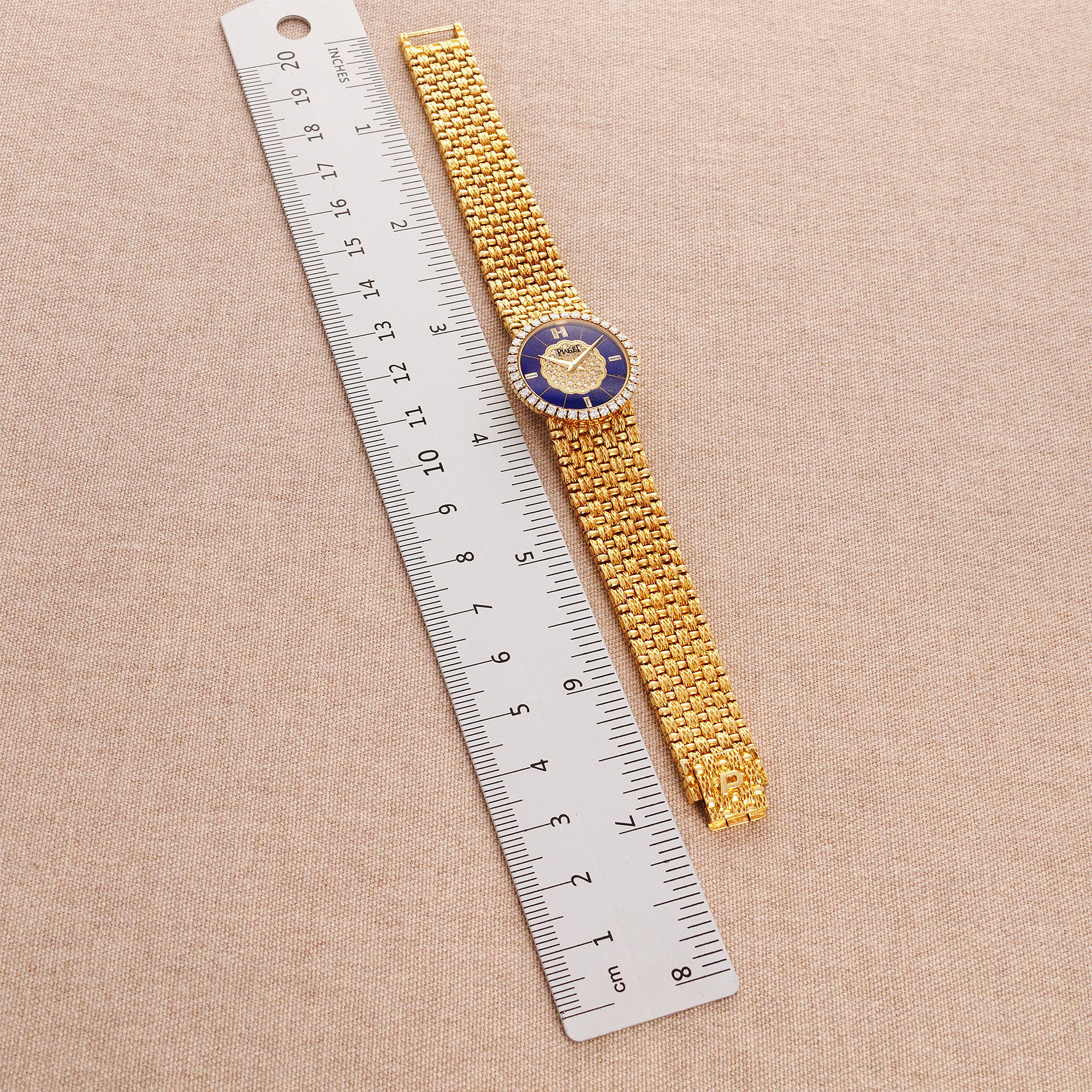 Piaget - Piaget Yellow Gold Watch Ref. 9706 with Lapis and Diamond Dial - The Keystone Watches