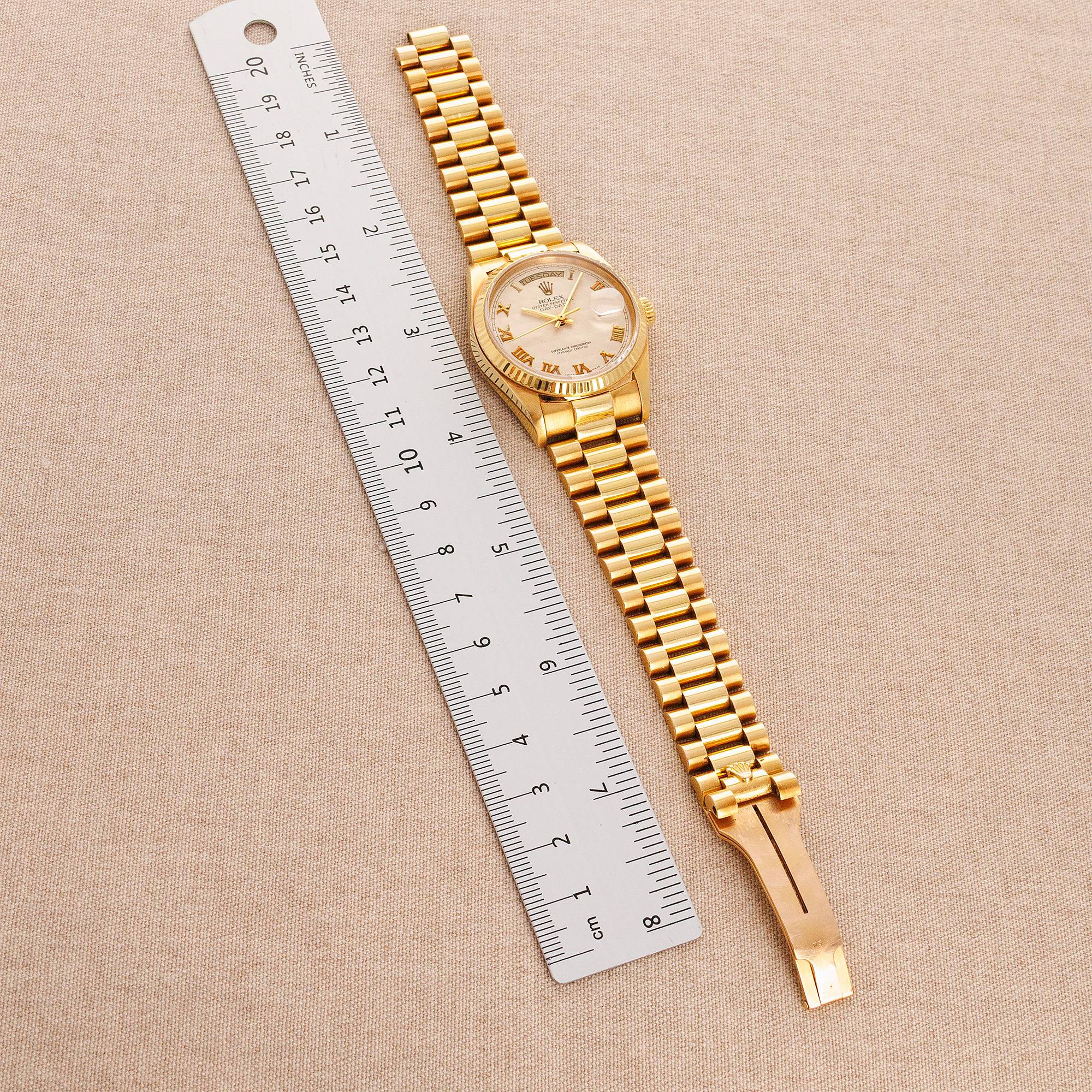 Rolex - Rolex Yellow Gold Day Date Ref. 18038 with White Pyramid Roman Dial - The Keystone Watches