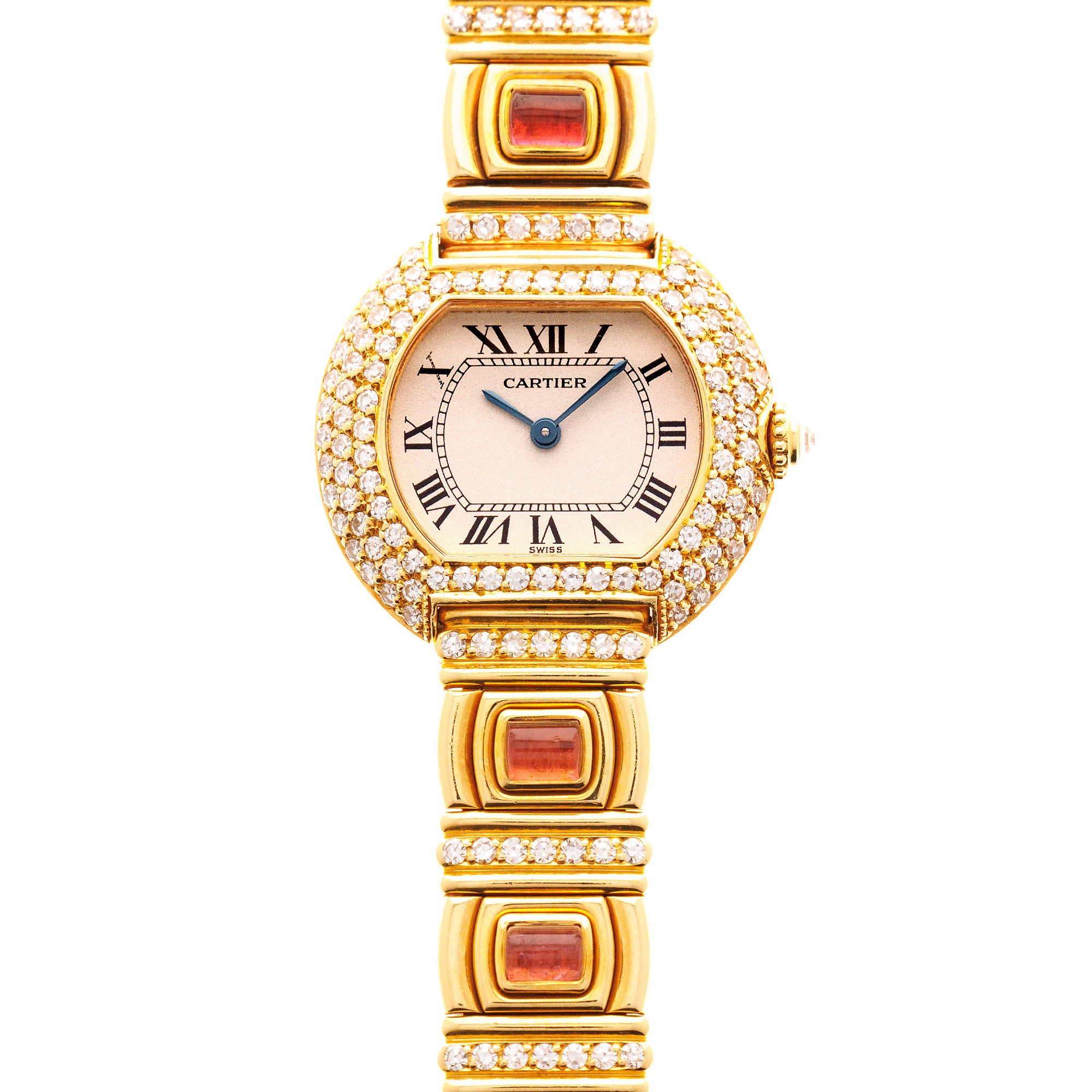 Cartier - Cartier Yellow Gold Diamond and Tourmaline Vintage Watch - The Keystone Watches