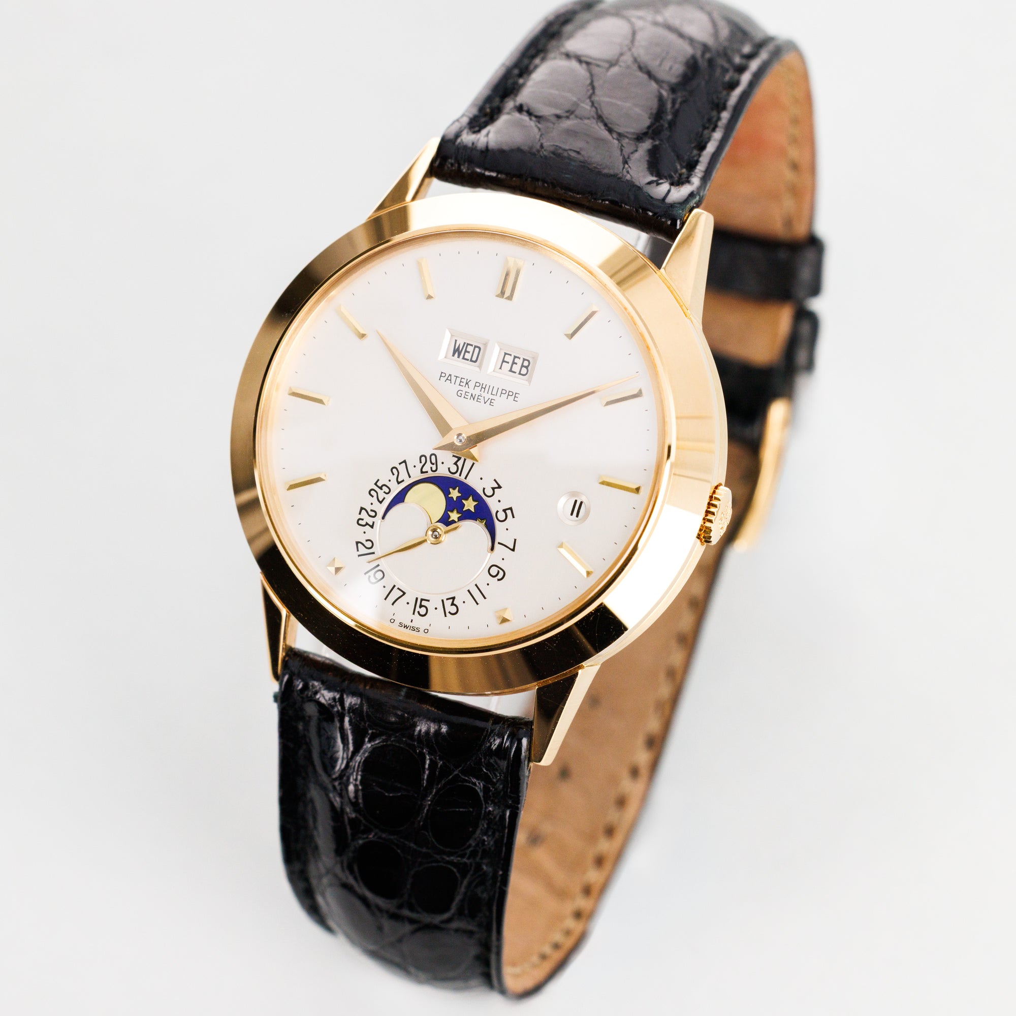 Patek Philippe Yellow Gold Perpetual Calendar Watch Ref. 3450 with Clear Exhibition Back