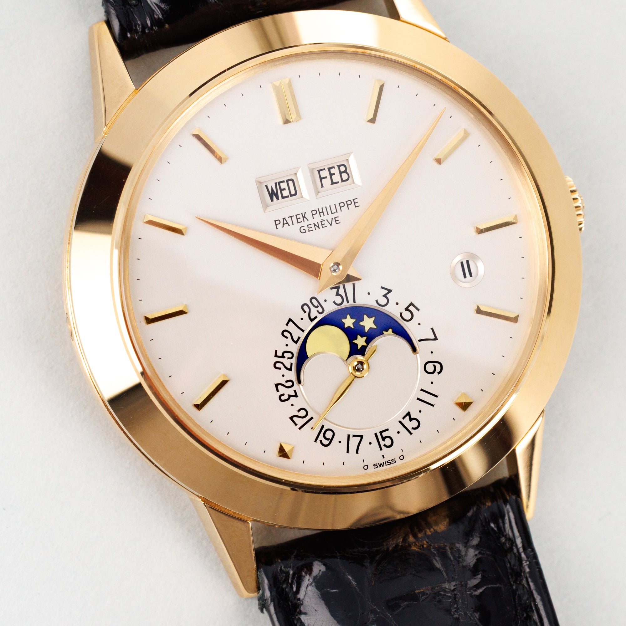 Patek Philippe Yellow Gold Perpetual Calendar Watch Ref. 3450 with Clear Exhibition Back