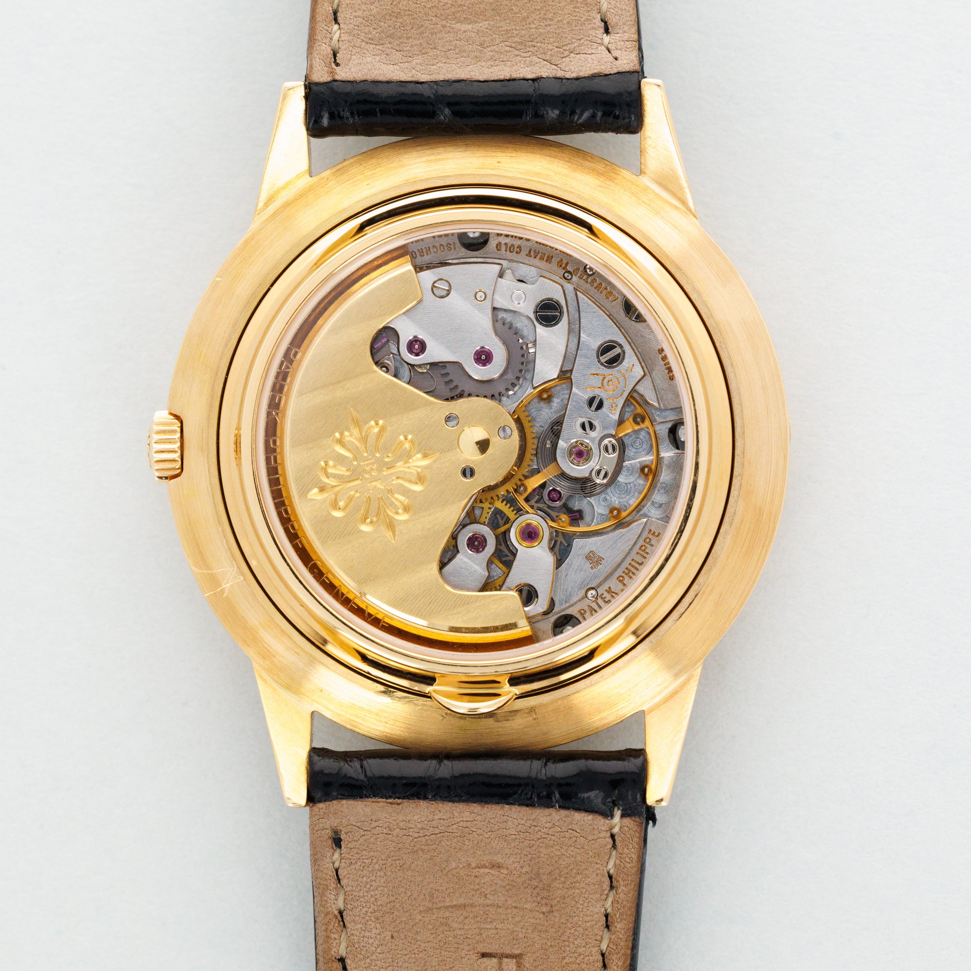 Patek Philippe Yellow Gold Perpetual Calendar Watch Ref. 3450 with Clear Exhibition Back