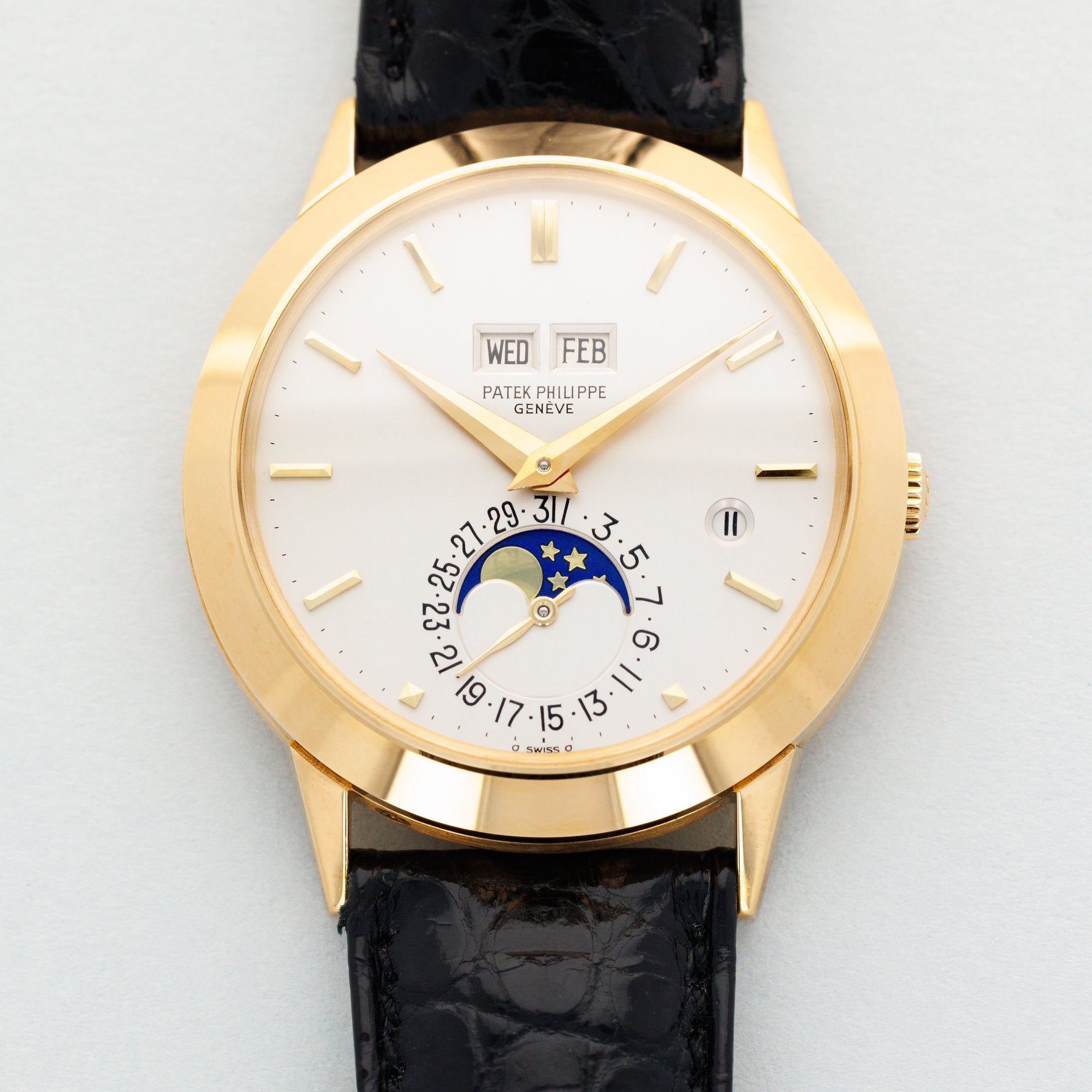 Patek Philippe Yellow Gold Perpetual Calendar Watch Ref. 3450 with Clear Exhibition Back