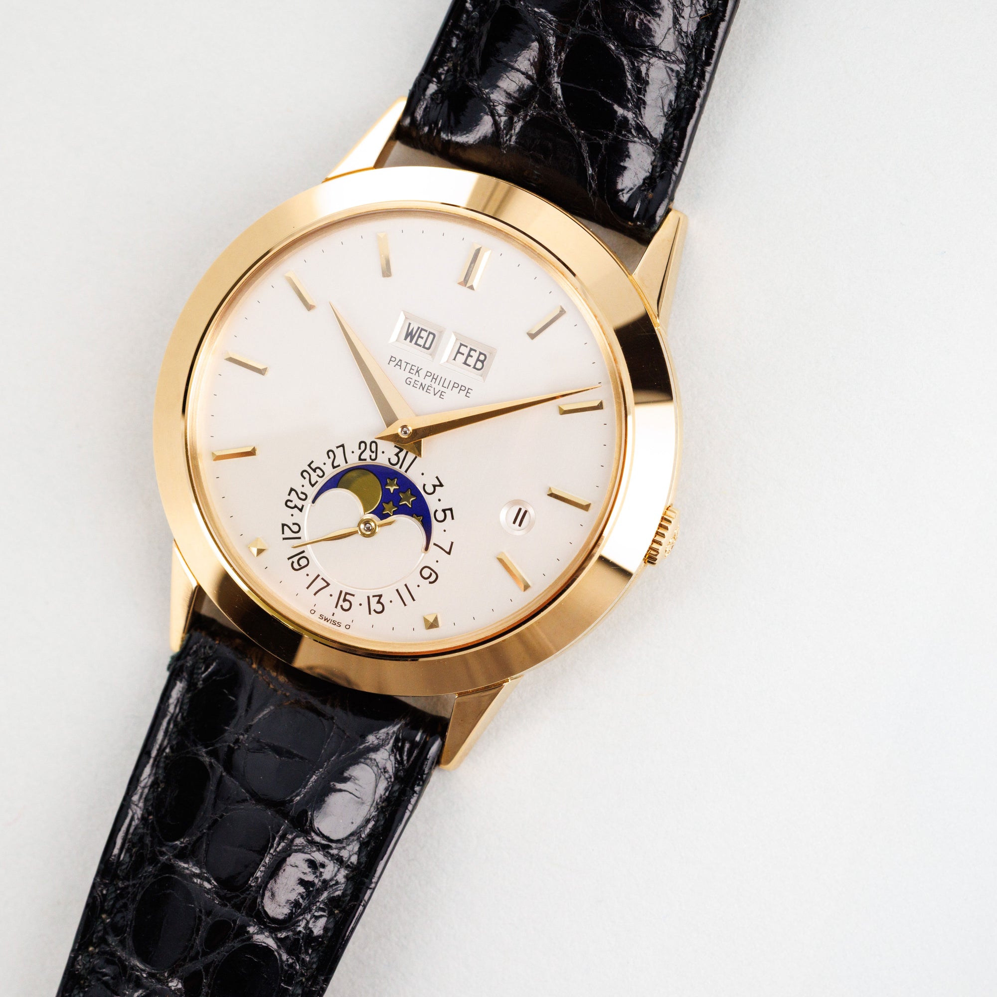 Patek Philippe Yellow Gold Perpetual Calendar Watch Ref. 3450 with Clear Exhibition Back
