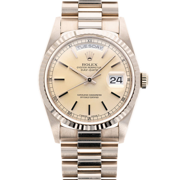 Rolex Day Date President 18K White Gold 36mm Watch 18239 Box