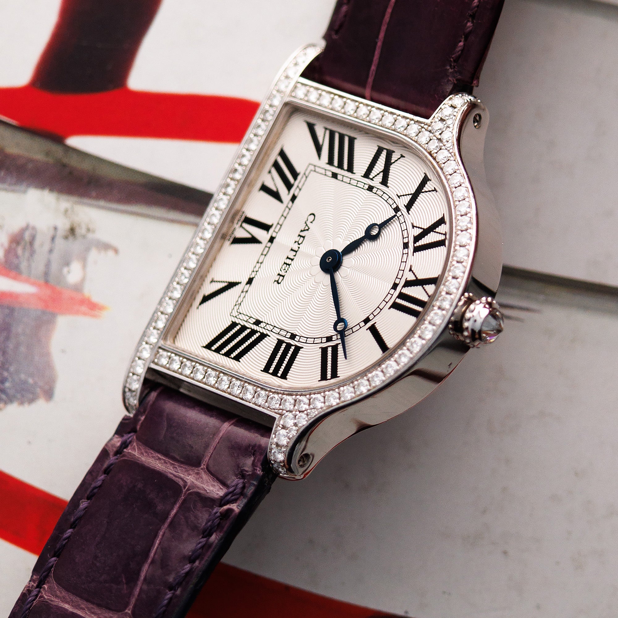 Cartier - Cartier White Gold Cloche Diamond Mecanique Watch Ref. 3398 - The Keystone Watches