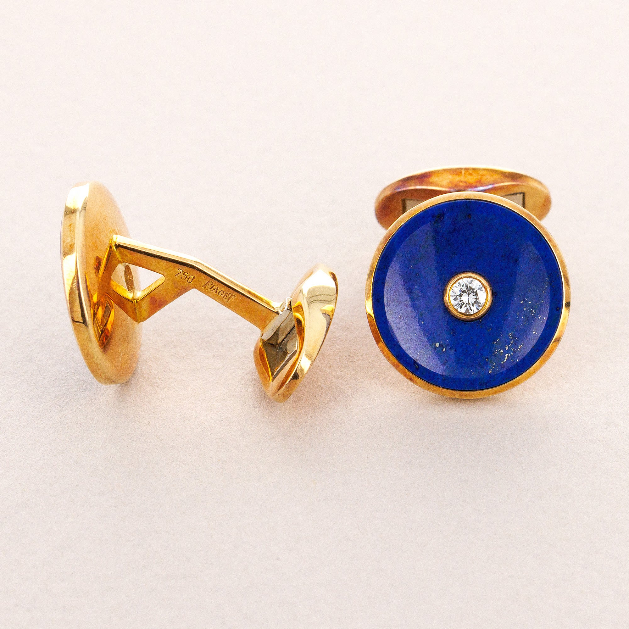 Piaget - Piaget Yellow Gold, Lapis Lazuli and Diamond Cufflinks (Objet) - The Keystone Watches