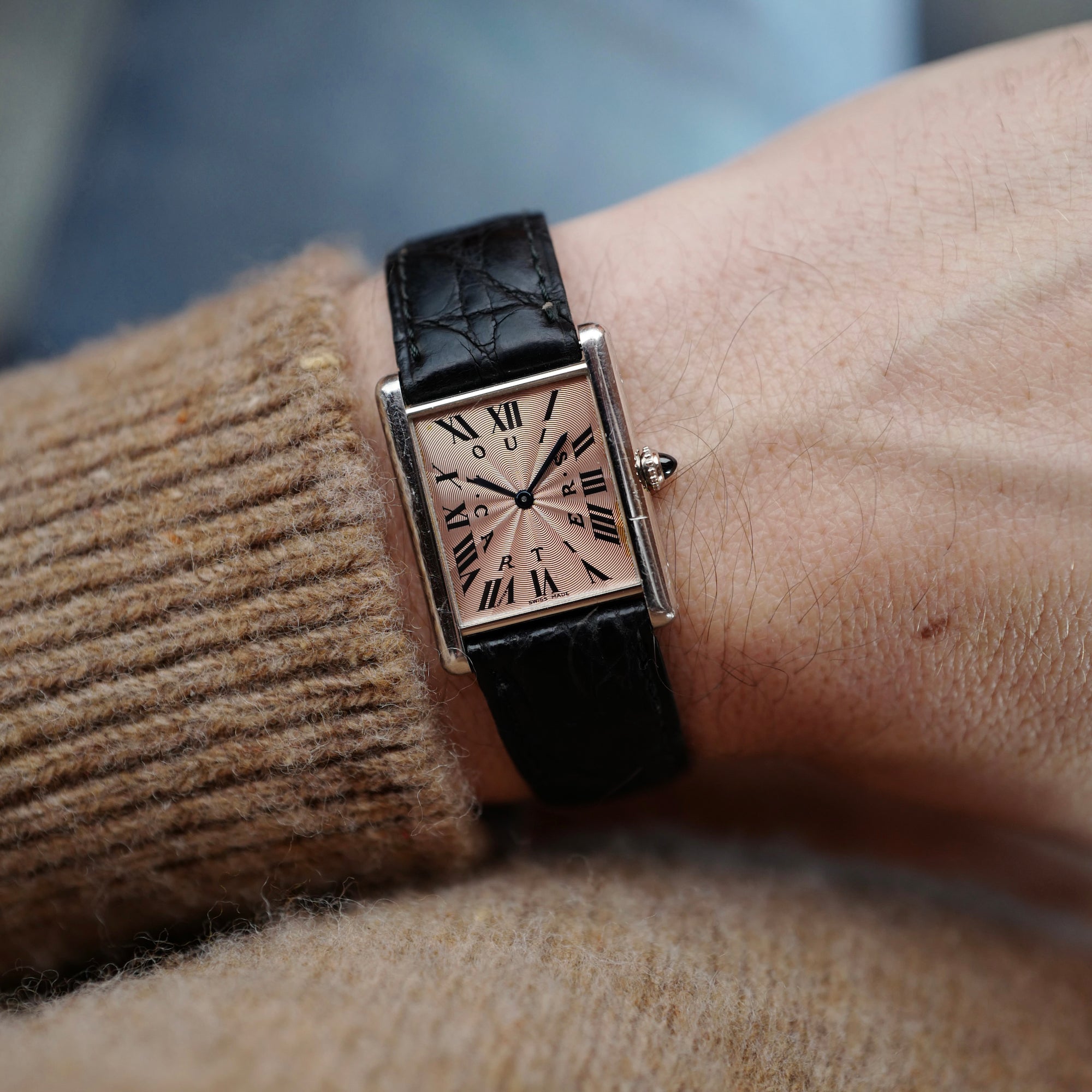 Cartier Platinum Tank Salmon Dial Ref. 16011 (New Arrival)