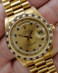 Rolex - Rolex Yellow Gold Day-Date Ref. 18148 with Sapphire and Diamond String Dial and Bezel (New Arrival) - The Keystone Watches