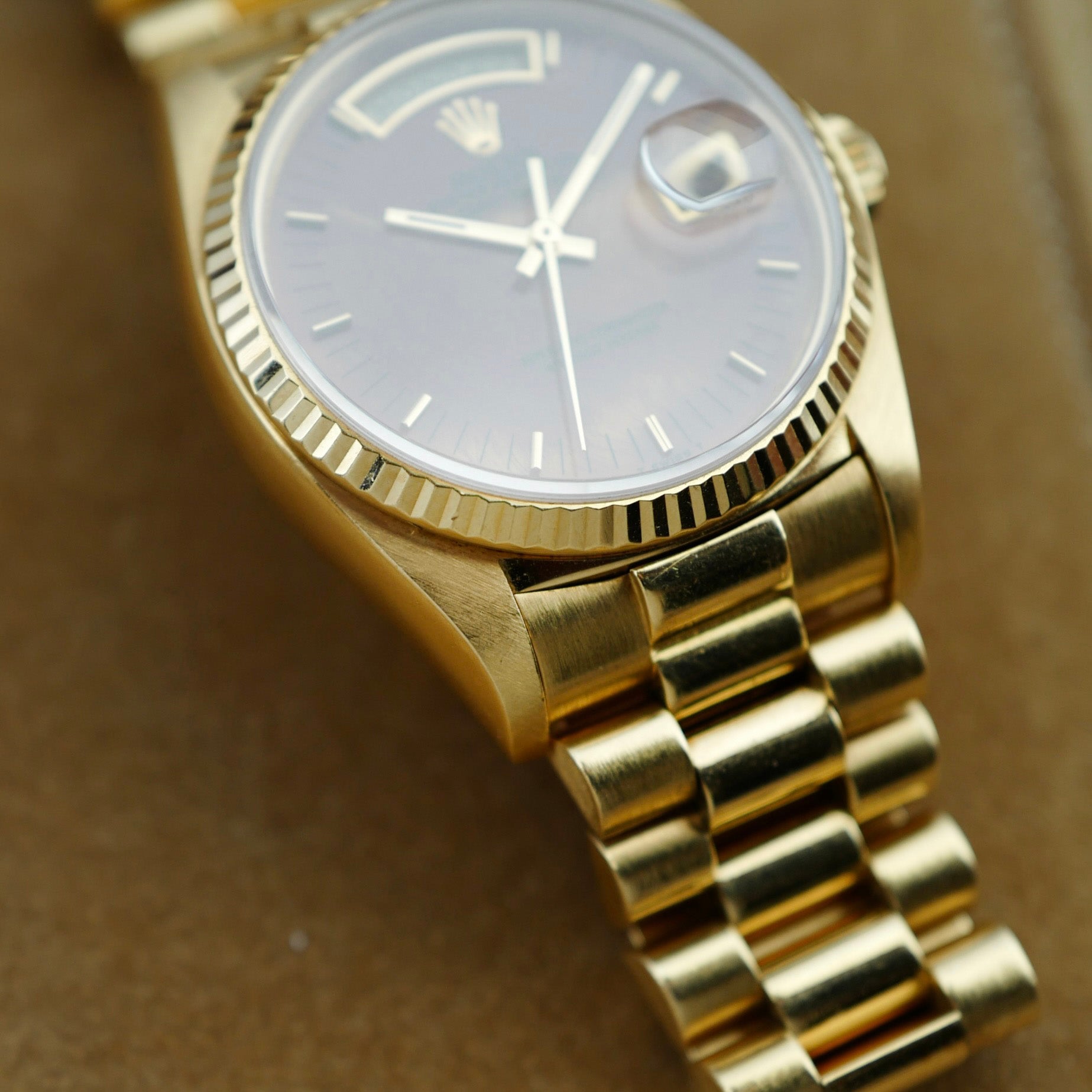 Rolex Yellow Gold Day Date Ref. 18038 with Wood Dial  (New Arrival)