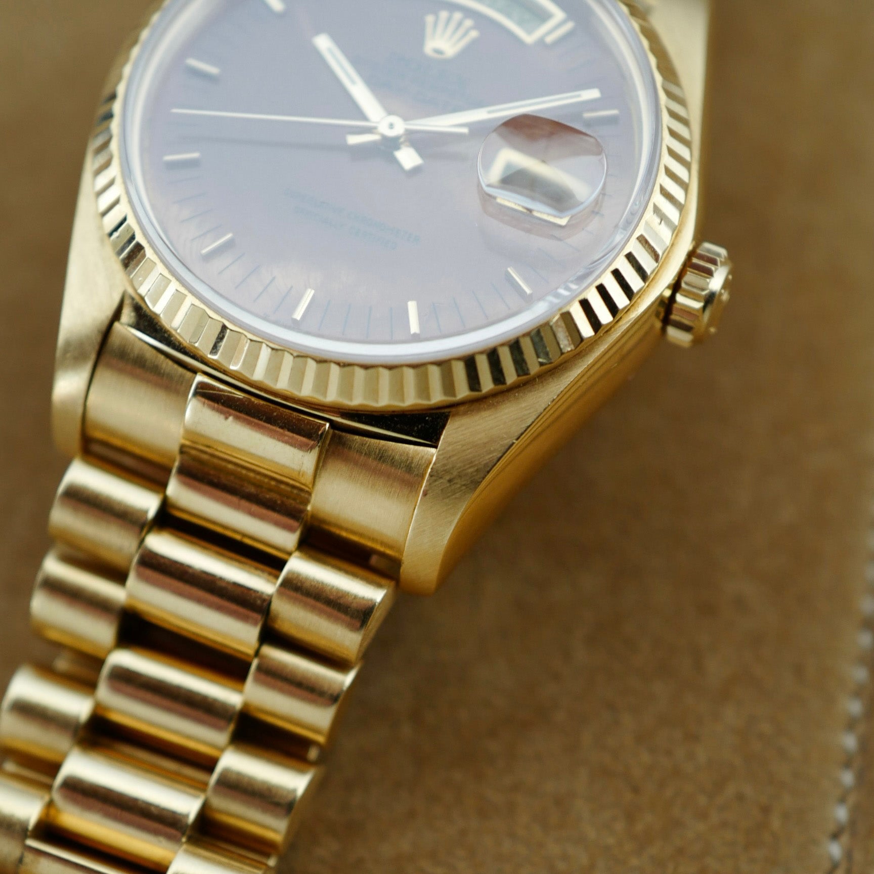 Rolex Yellow Gold Day Date Ref. 18038 with Wood Dial  (New Arrival)