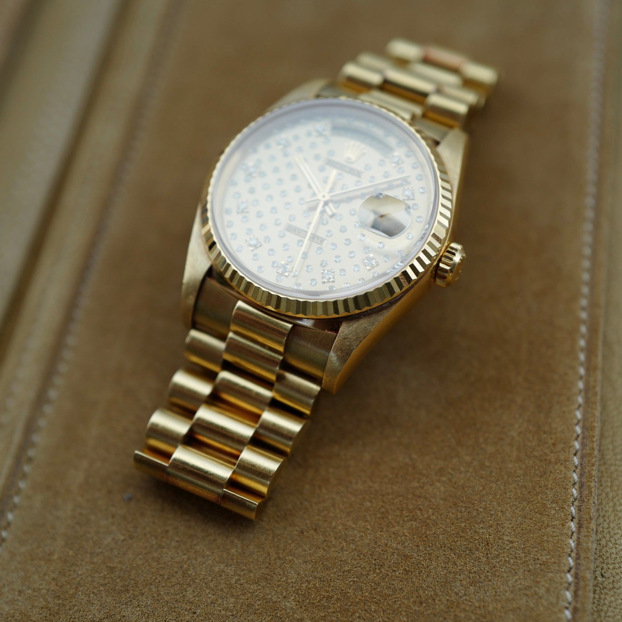 Rolex - Rolex Yellow Gold Day Date Ref. 18238 with Diamond Pleidas Dial - The Keystone Watches