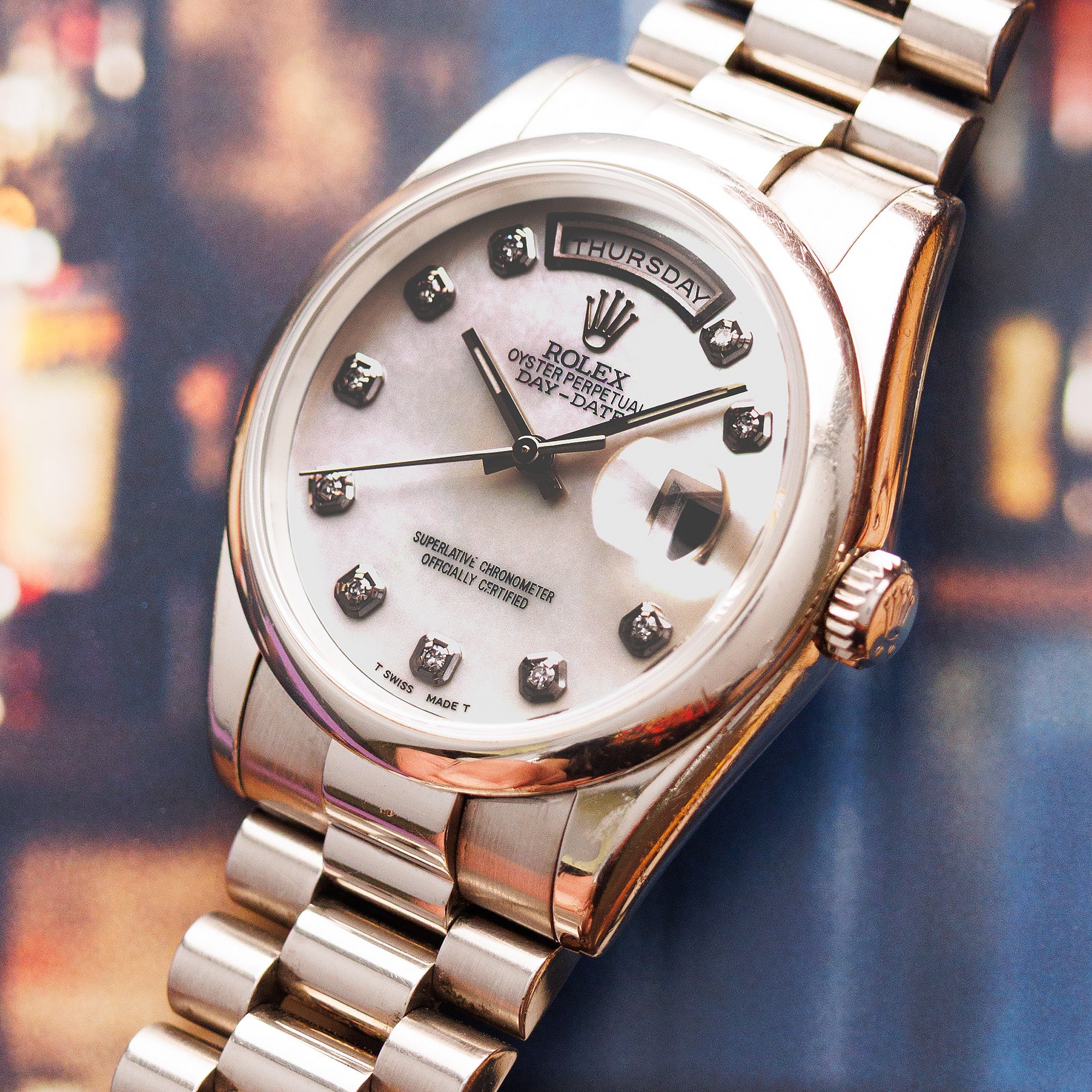Rolex White Gold Day Date Ref. 118209 with Mother of Pearl Dial