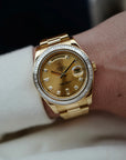 Rolex - Rolex Yellow Gold Day-Date Ref. 218398R with Baguette Diamonds (New Arrivals) - The Keystone Watches