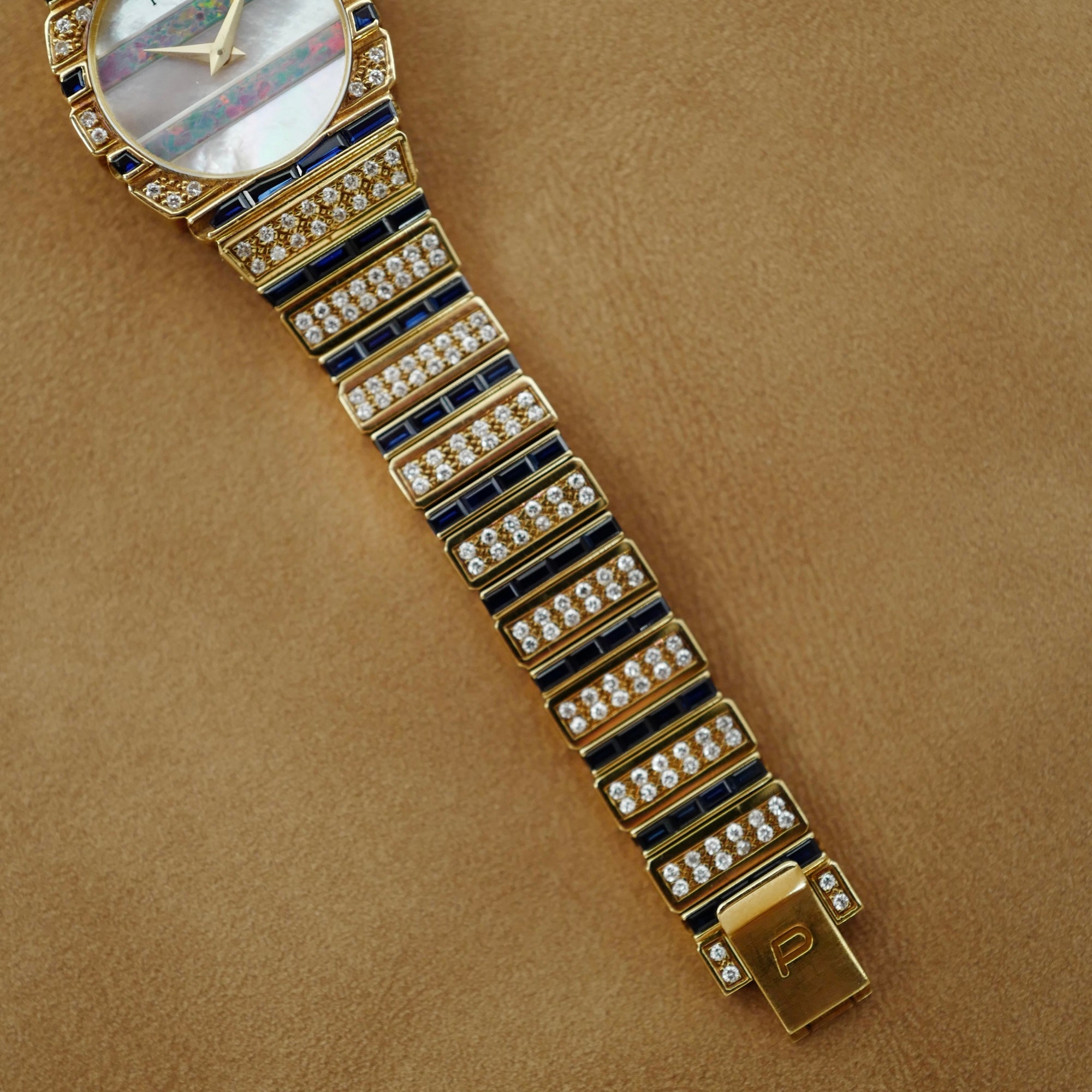 Piaget Yellow Gold Polo Ref. 861 with Mother of Pearl &amp; Opal dial and Sapphire and Diamond Bracelet