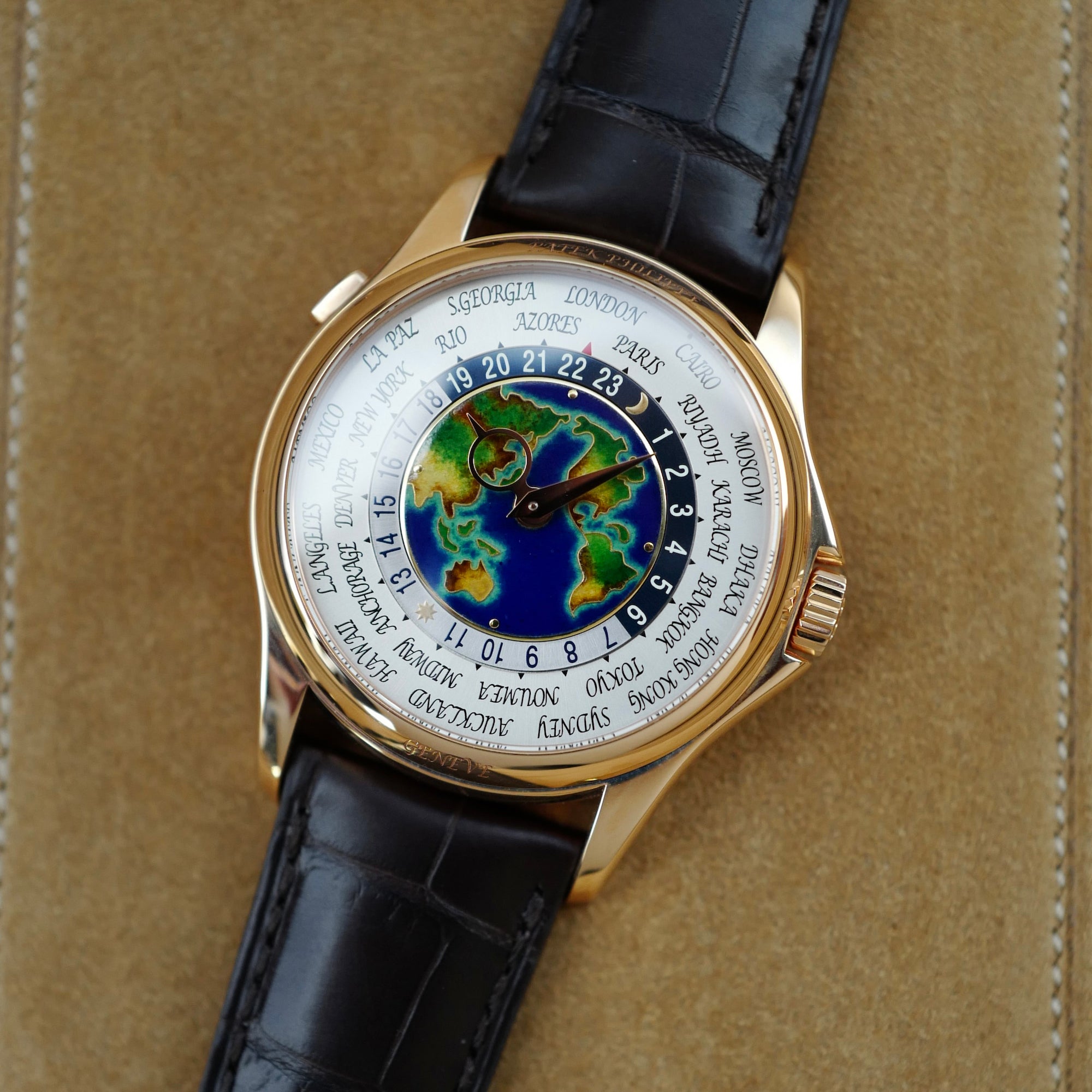 Patek Philippe - Patek Philippe Rose Gold World Time Cloisonne Watch Ref. 5131 (New Arrival) - The Keystone Watches