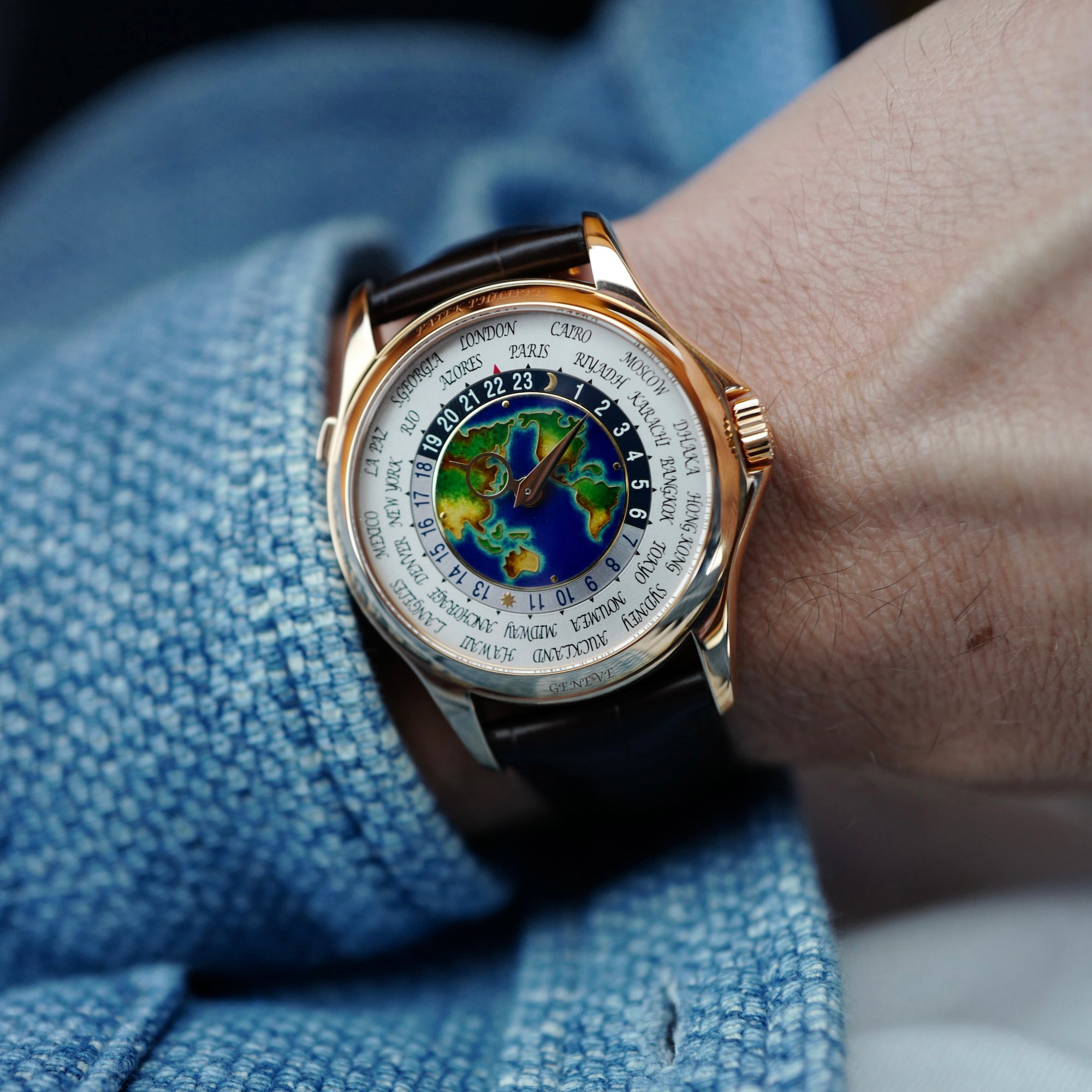 Patek Philippe - Patek Philippe Rose Gold World Time Cloisonne Watch Ref. 5131 (New Arrival) - The Keystone Watches