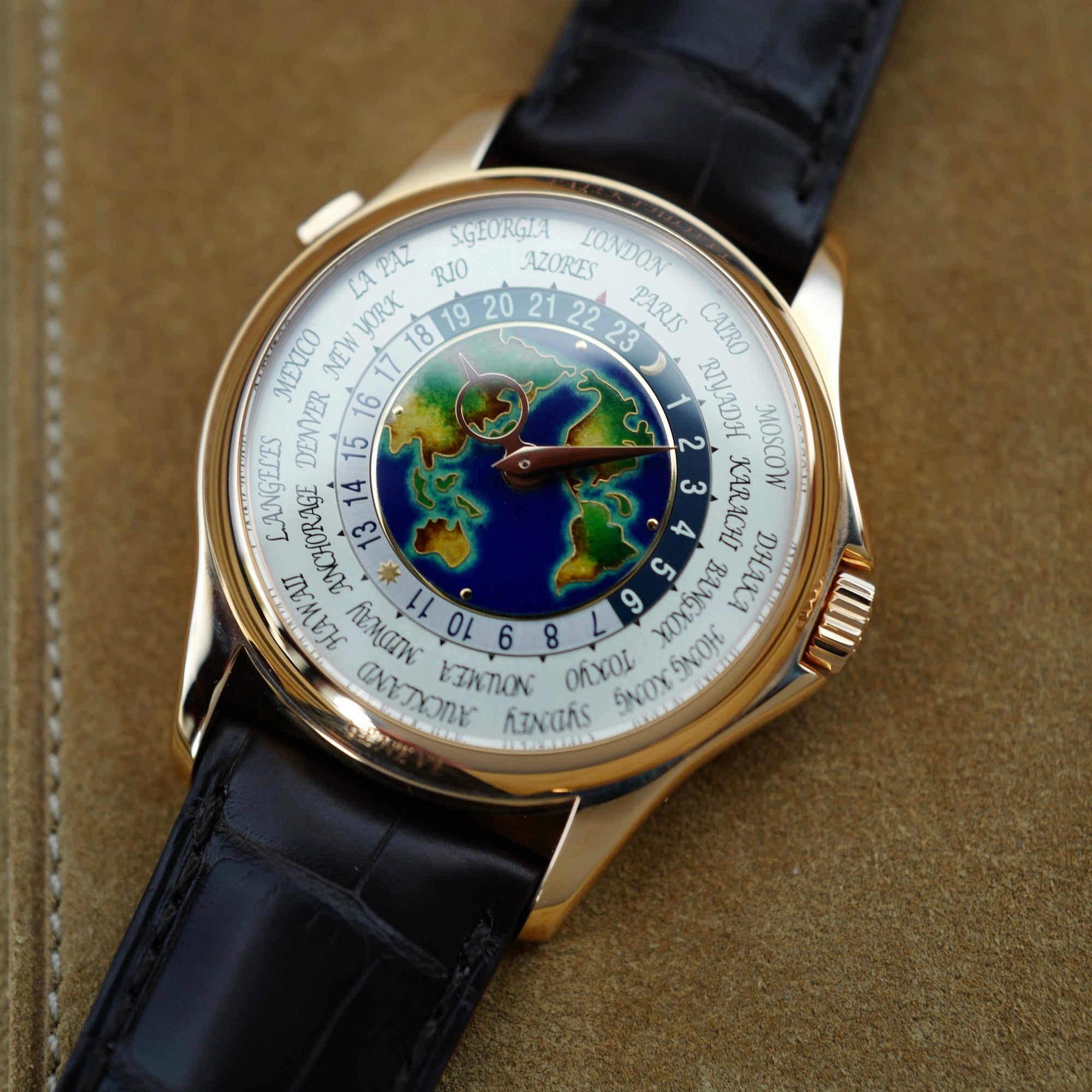 Patek Philippe - Patek Philippe Rose Gold World Time Cloisonne Watch Ref. 5131 (New Arrival) - The Keystone Watches