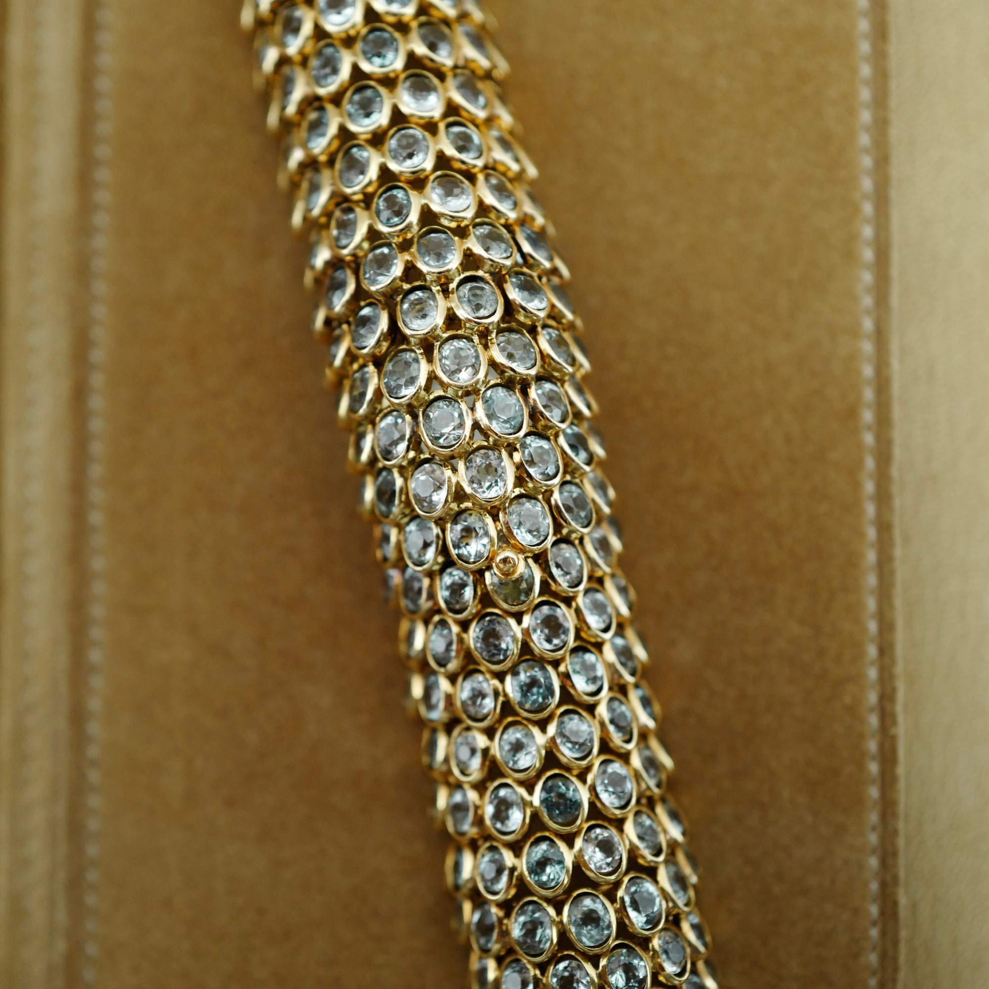 Rene Boivin Yellow Gold Aquamarine Bracelet Watch by Juliette Moutard, Circa 1950